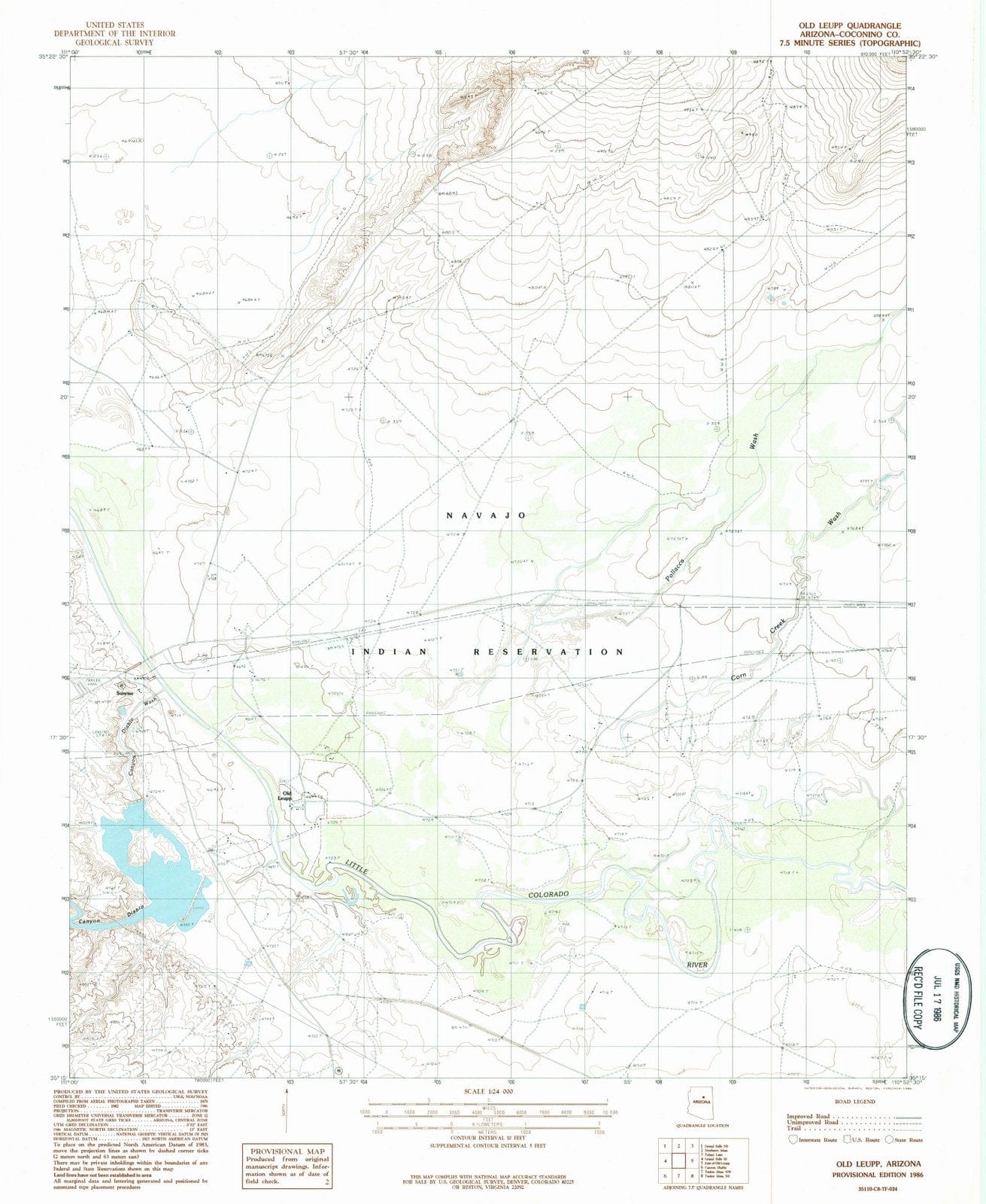 1986 Old Leupp, AZ - Arizona - USGS Topographic Map