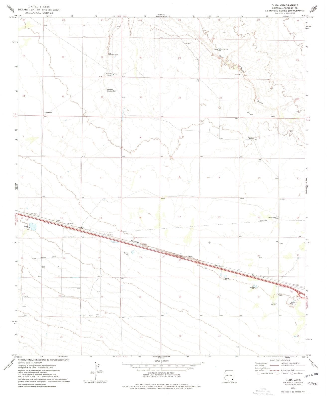 1974 Olga, AZ - Arizona - USGS Topographic Map