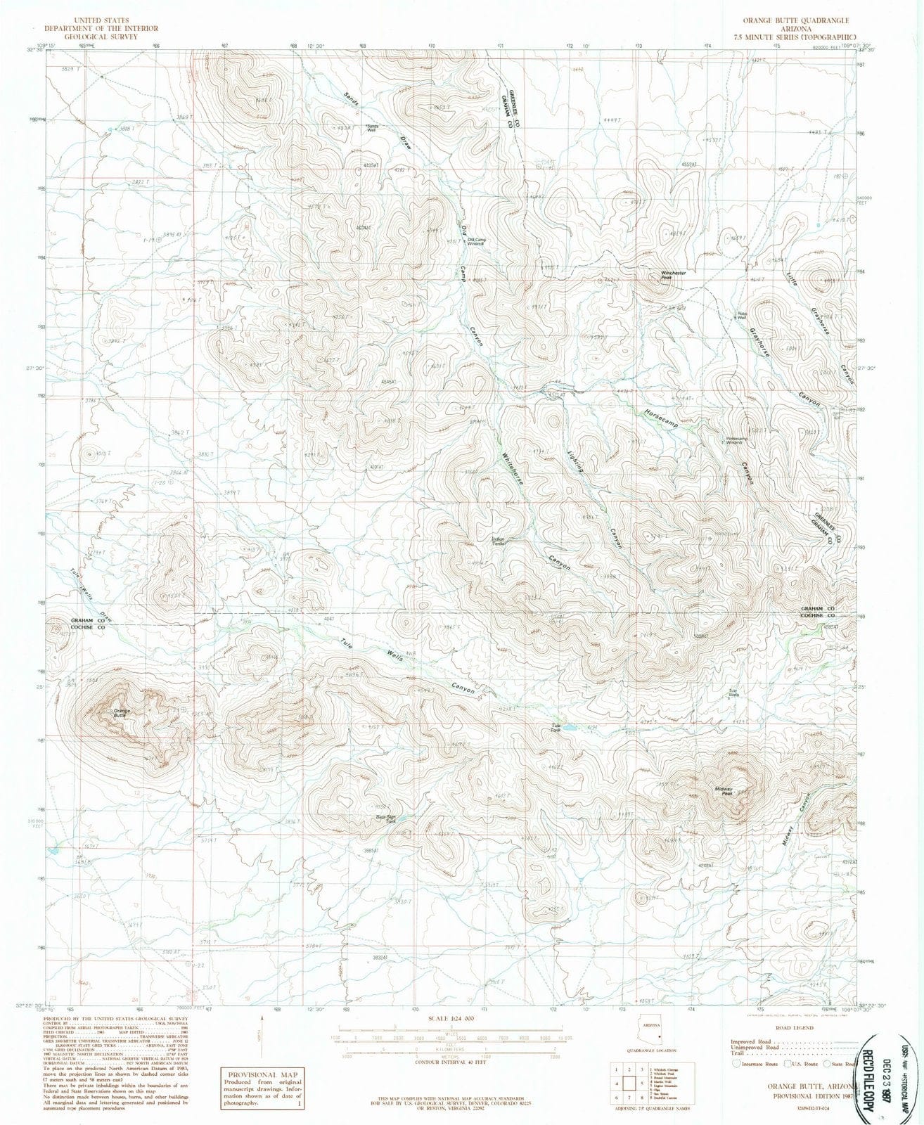 1987 Orange Butte, AZ - Arizona - USGS Topographic Map