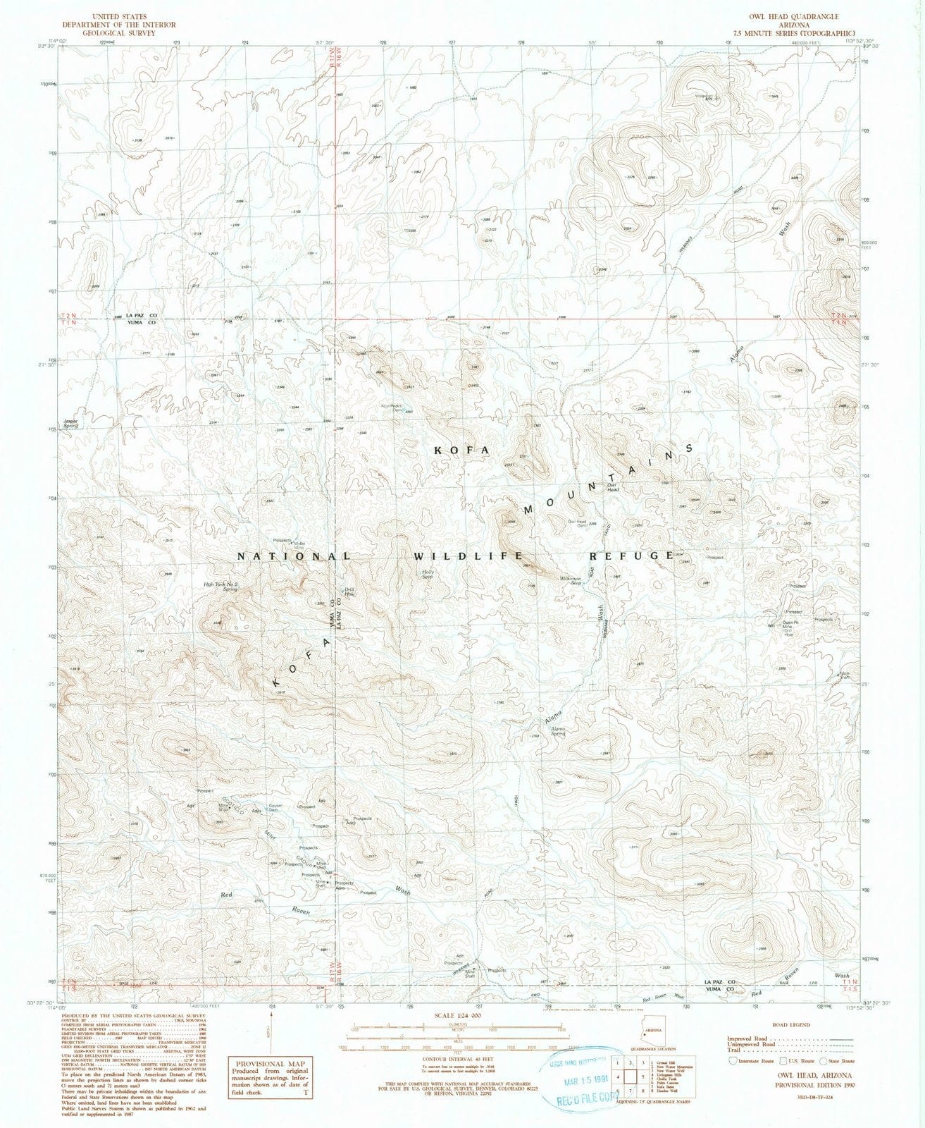 1990 Owl Head, AZ - Arizona - USGS Topographic Map