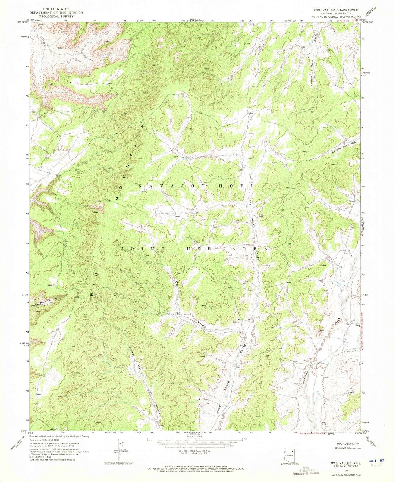 1968 Owl Valley, AZ - Arizona - USGS Topographic Map