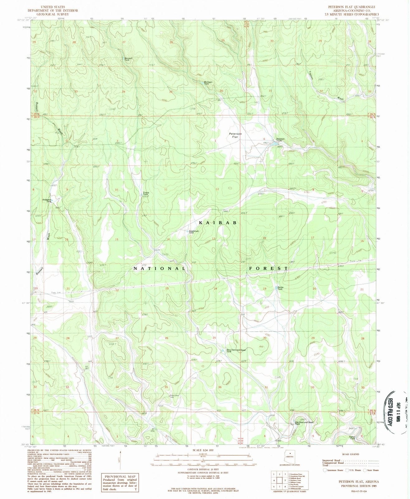1989 Peterson Flat, AZ - Arizona - USGS Topographic Map