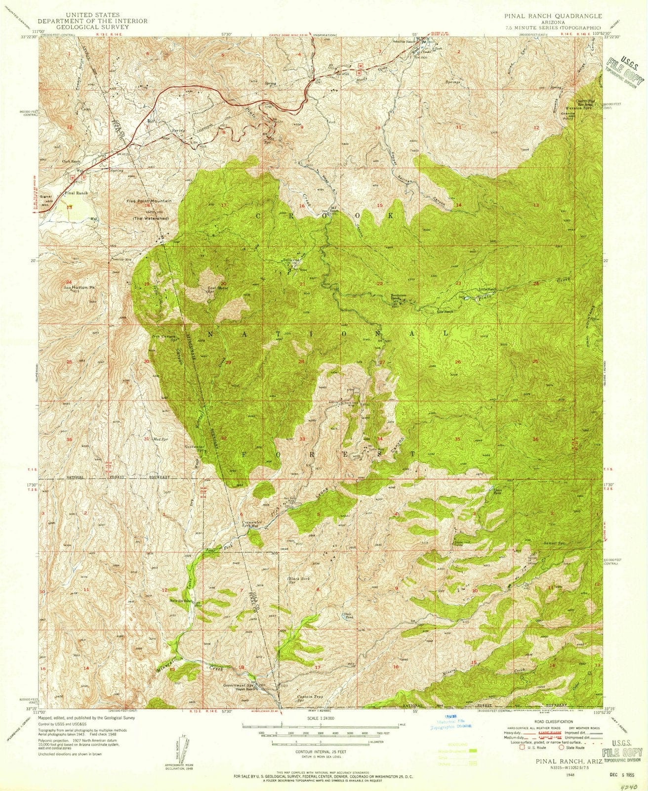 1948 Pinal Ranch, AZ - Arizona - USGS Topographic Map