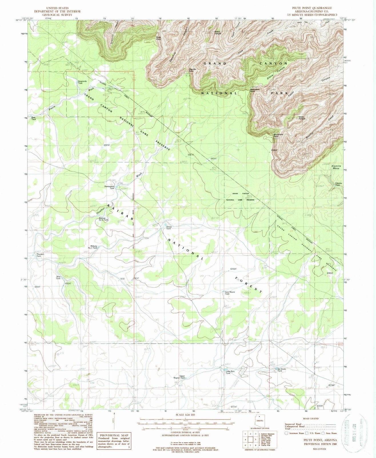 1988 Piute Point, AZ - Arizona - USGS Topographic Map