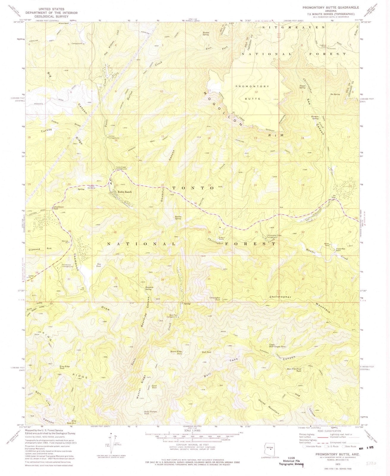 1973 Promontory Butte, AZ - Arizona - USGS Topographic Map