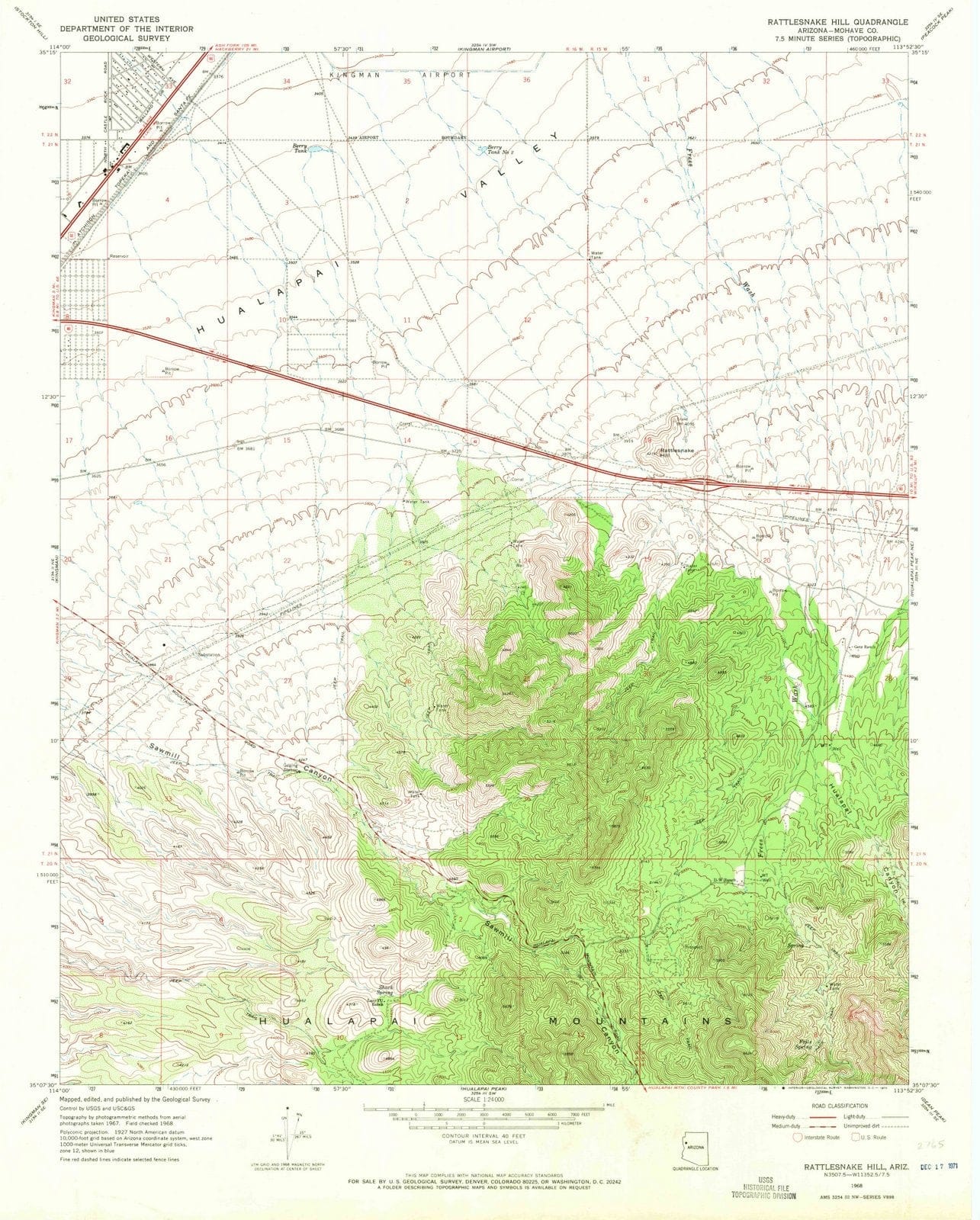 1968 Rattlesnake Hill, AZ - Arizona - USGS Topographic Map