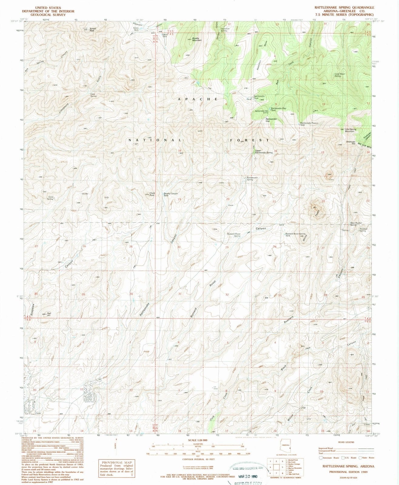1989 Rattlesnake Spring, AZ - Arizona - USGS Topographic Map