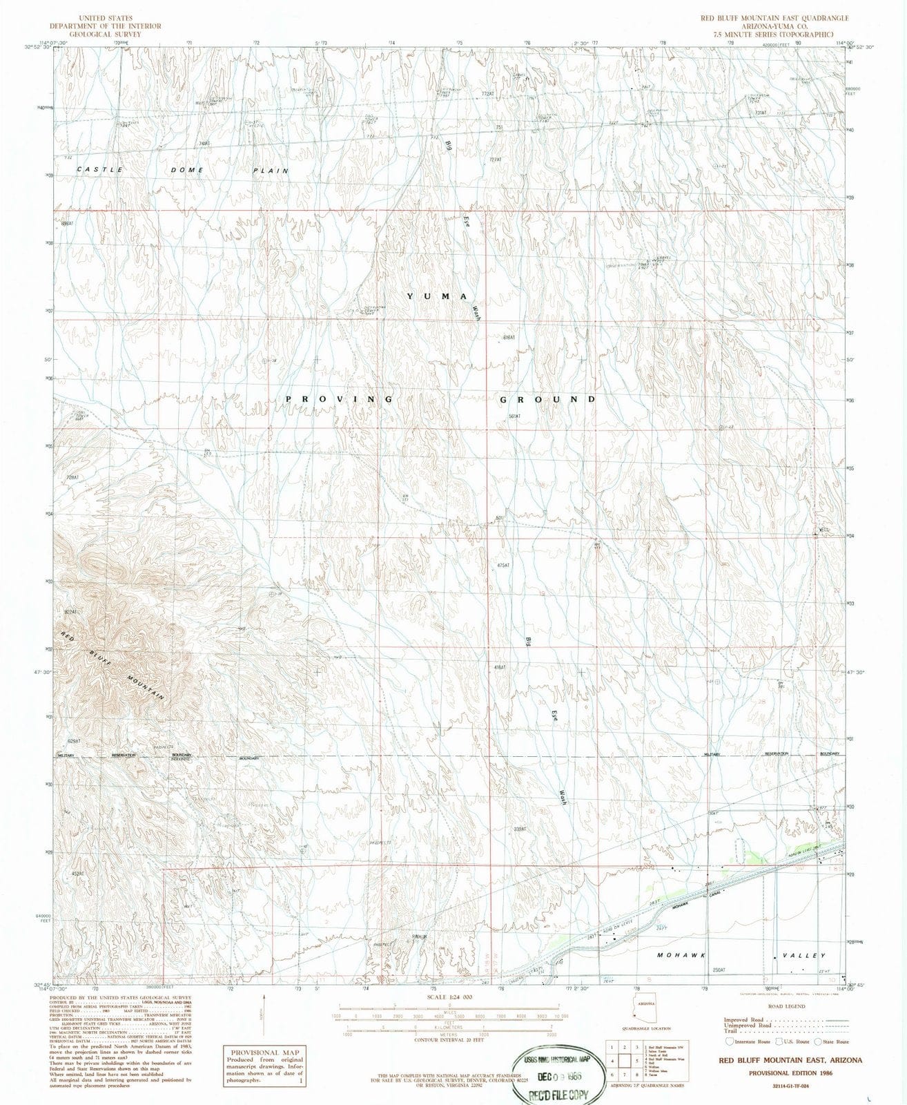 1986 Red Bluff Mountain East, AZ - Arizona - USGS Topographic Map