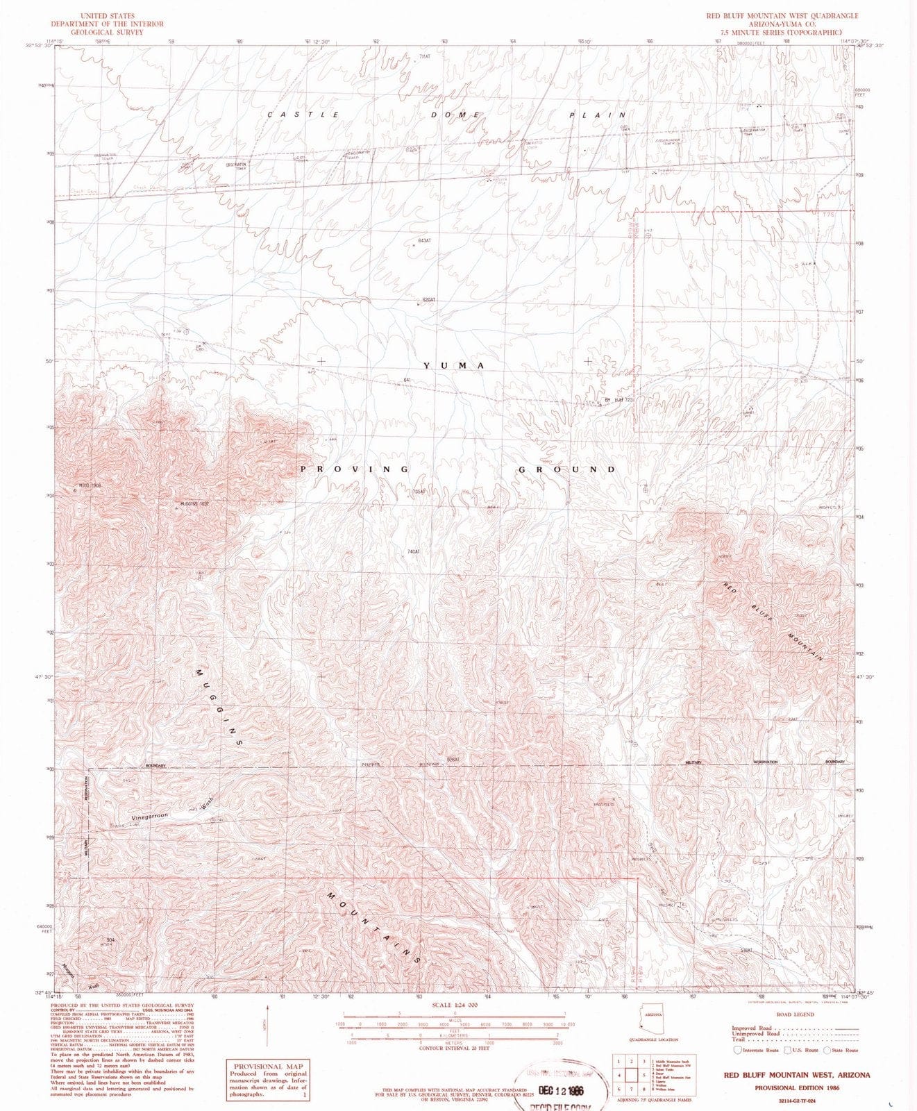 1986 Red Bluff Mountain West, AZ - Arizona - USGS Topographic Map
