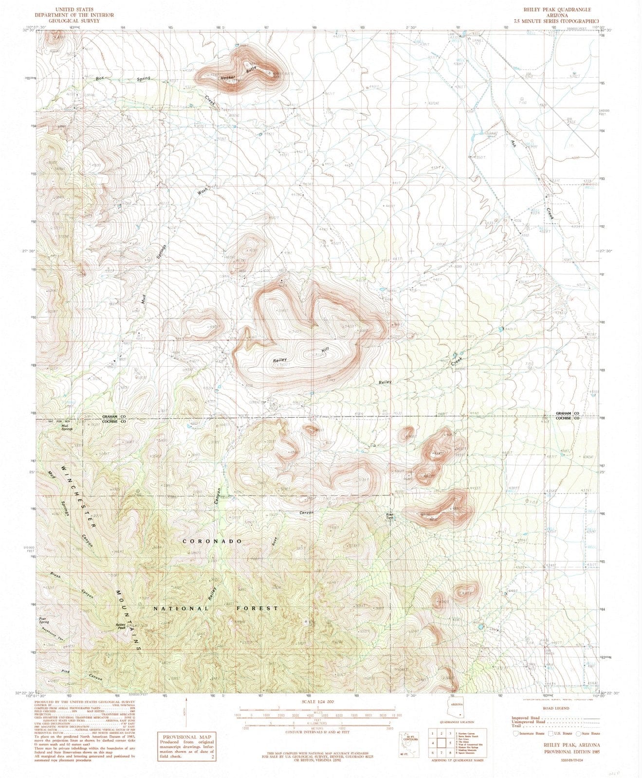 1985 Reiley Peak, AZ - Arizona - USGS Topographic Map