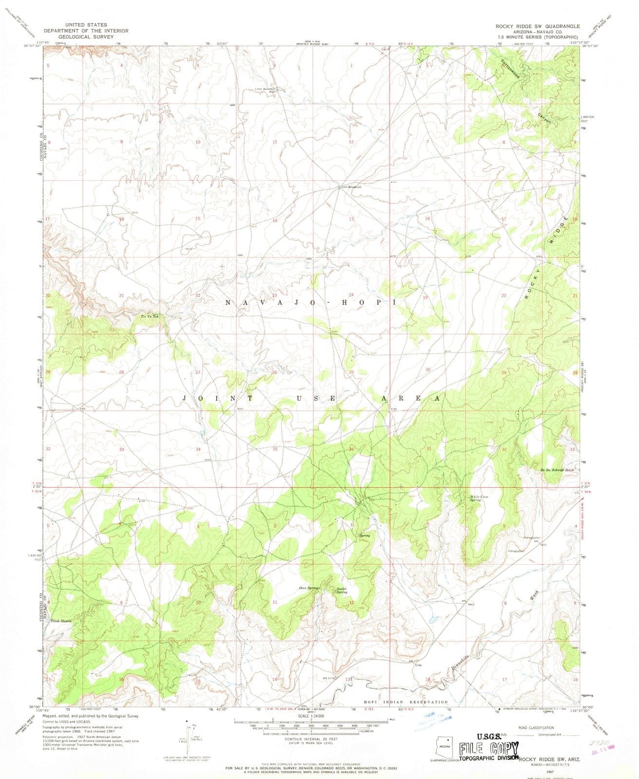 1967 Rocky Ridge, AZ - Arizona - USGS Topographic Map v3