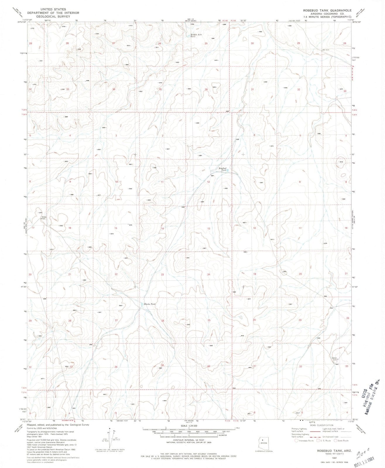 1981 Rosebud Tank, AZ - Arizona - USGS Topographic Map