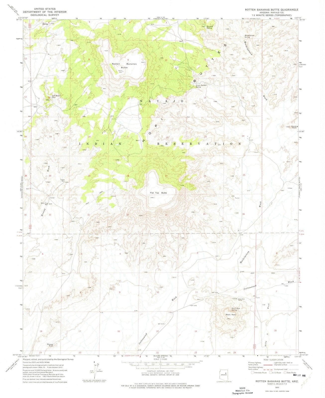 1972 Rotten Bananas Butte, AZ - Arizona - USGS Topographic Map