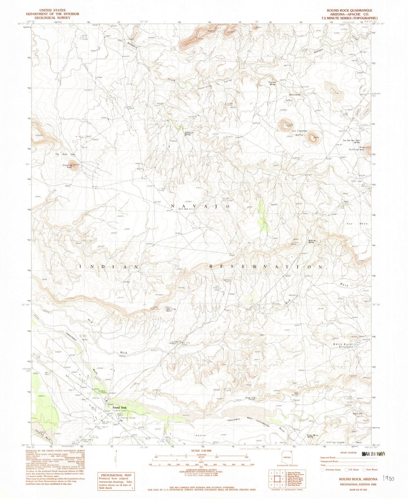 1982 Round Rock, AZ - Arizona - USGS Topographic Map