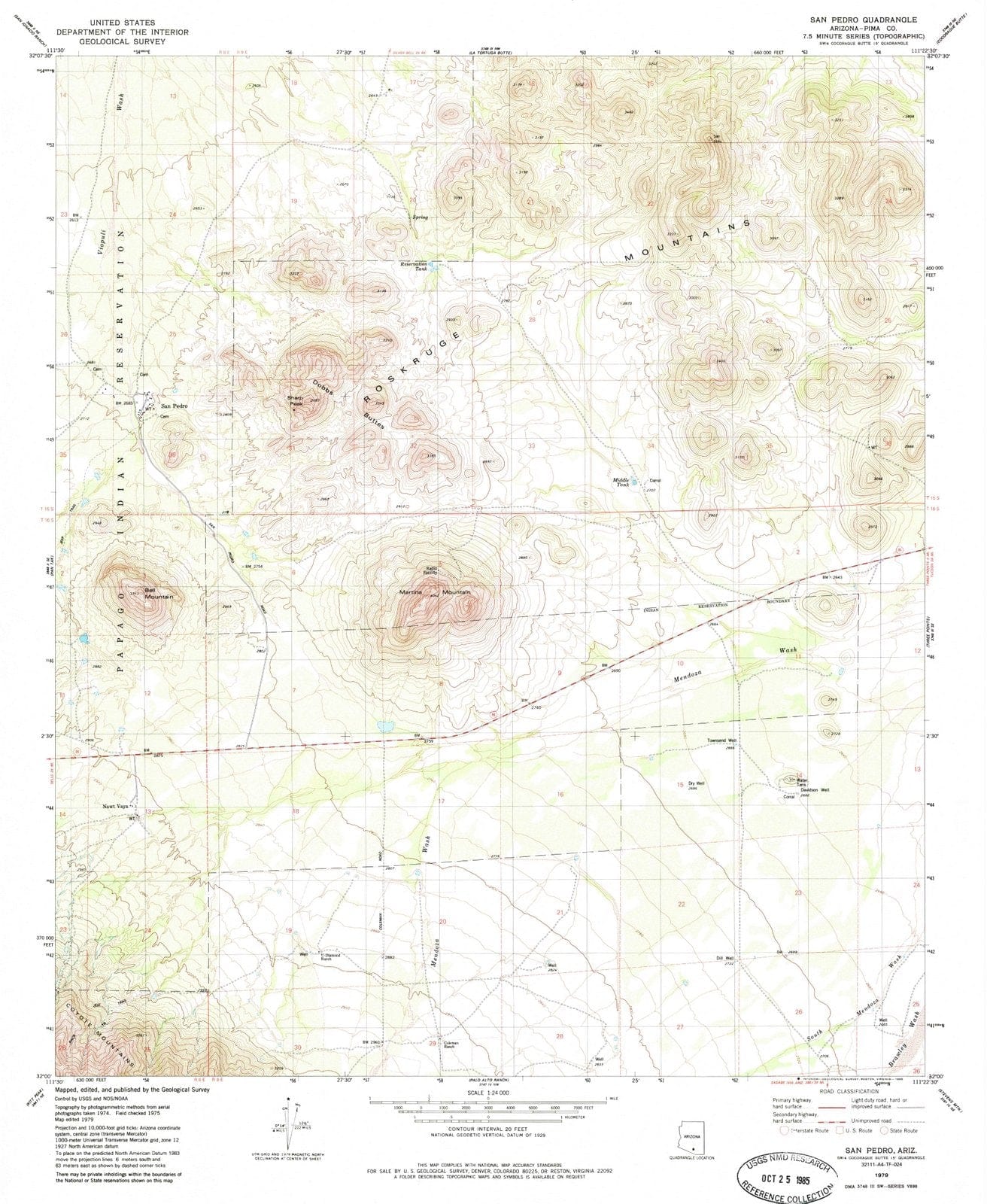 1979 San Pedro, AZ - Arizona - USGS Topographic Map