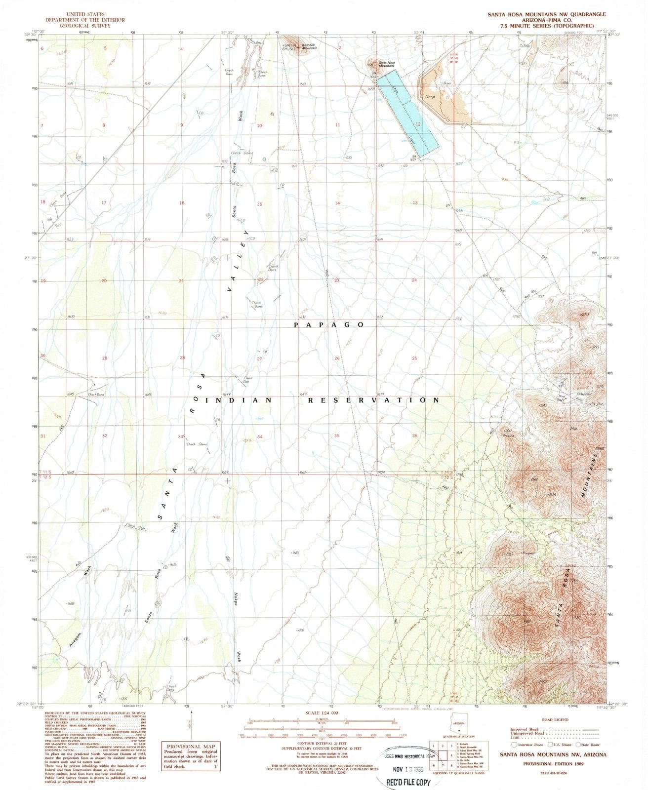 1989 Santa Rosa Mountains, AZ - Arizona - USGS Topographic Map v2