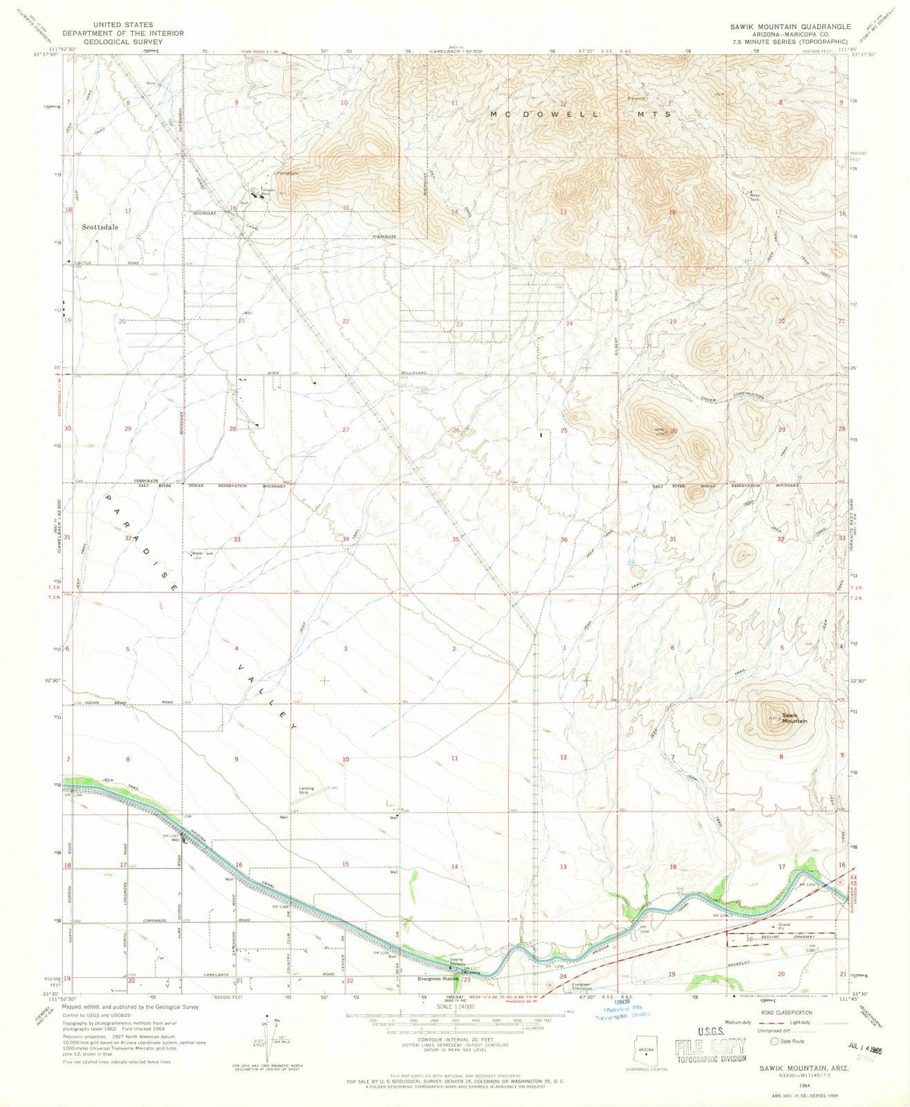 1964 Sawik Mountain, AZ - Arizona - USGS Topographic Map