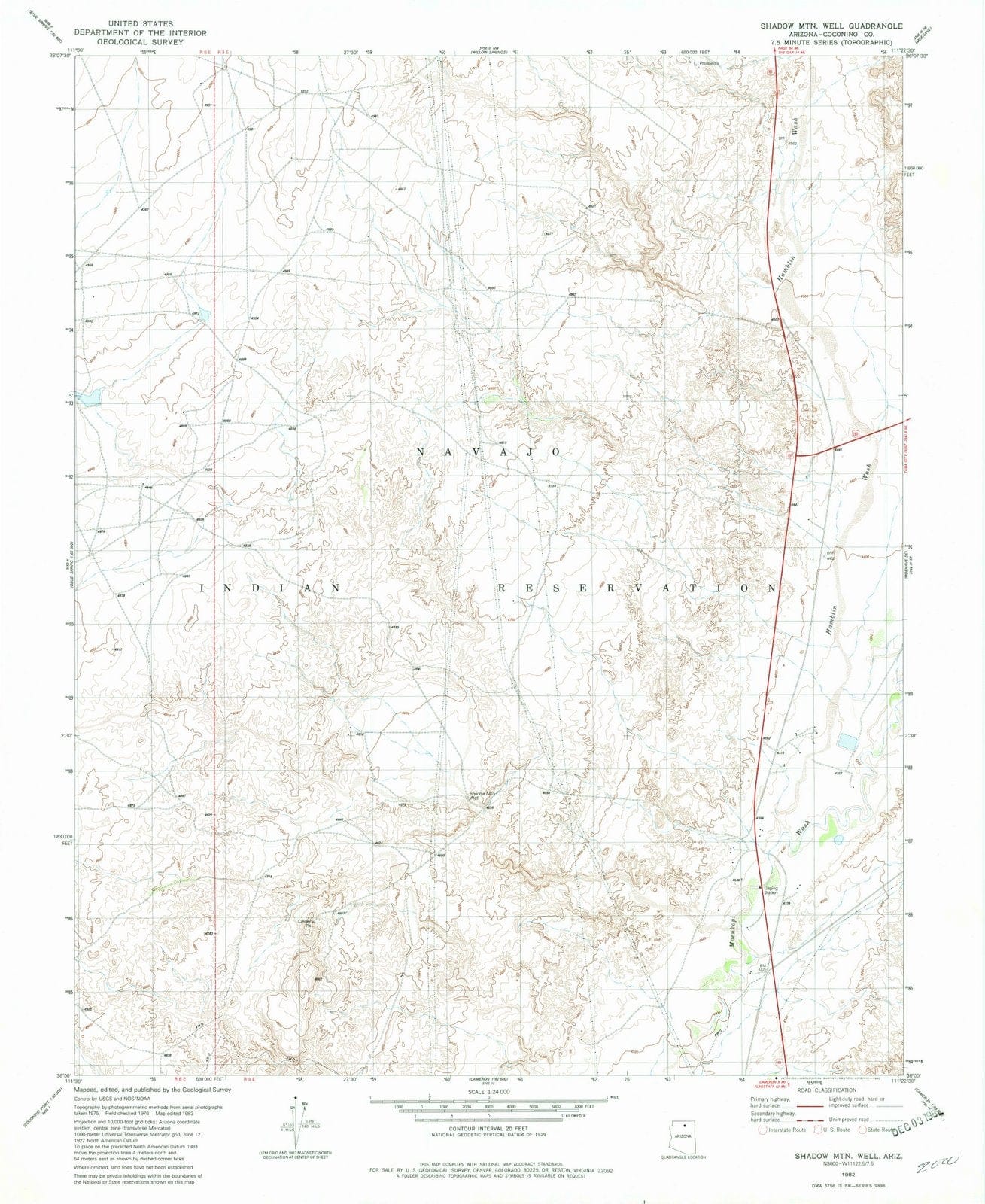 1982 Shadow MTN. Well, AZ - Arizona - USGS Topographic Map