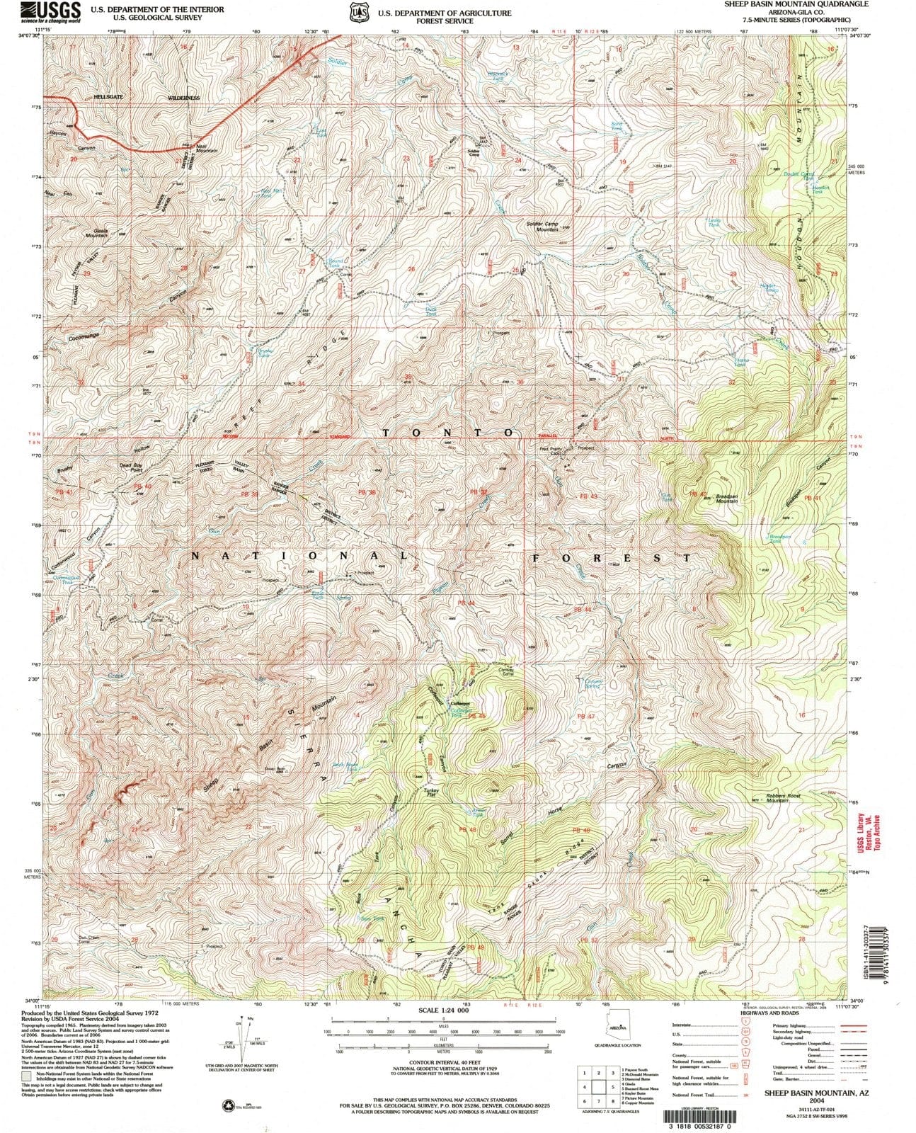 2004 Sheep Basin Mountain, AZ - Arizona - USGS Topographic Map