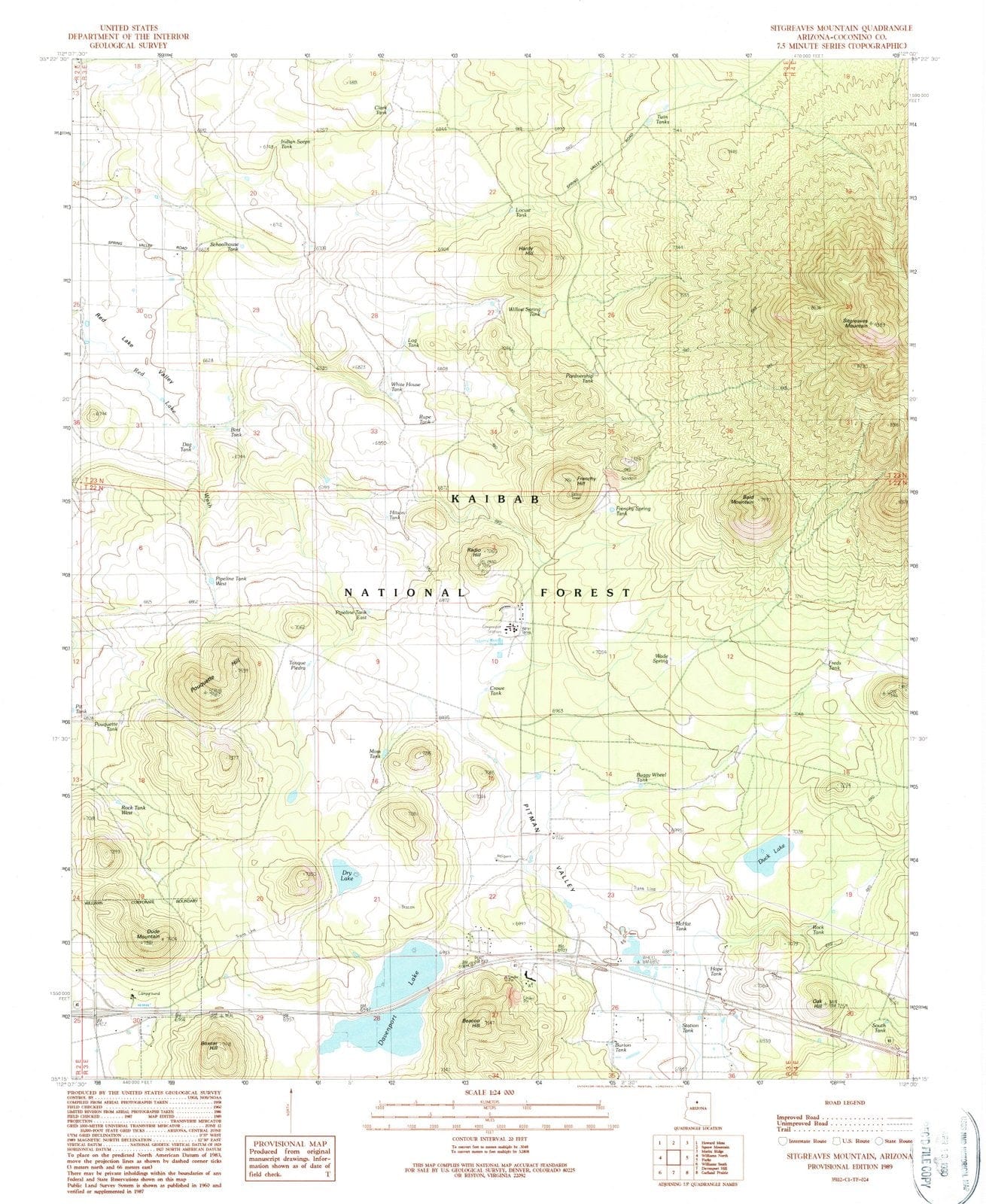 1989 Sitgreaves Mountain, AZ - Arizona - USGS Topographic Map