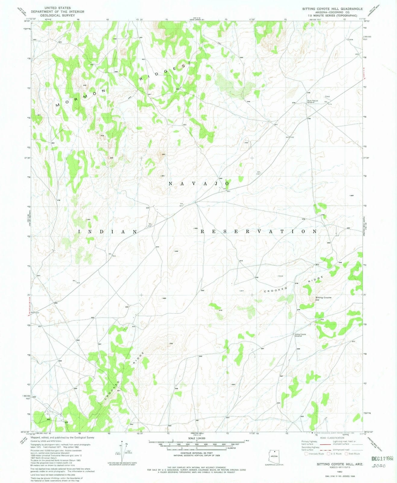 1982 Sitting Coyote Hill, AZ - Arizona - USGS Topographic Map