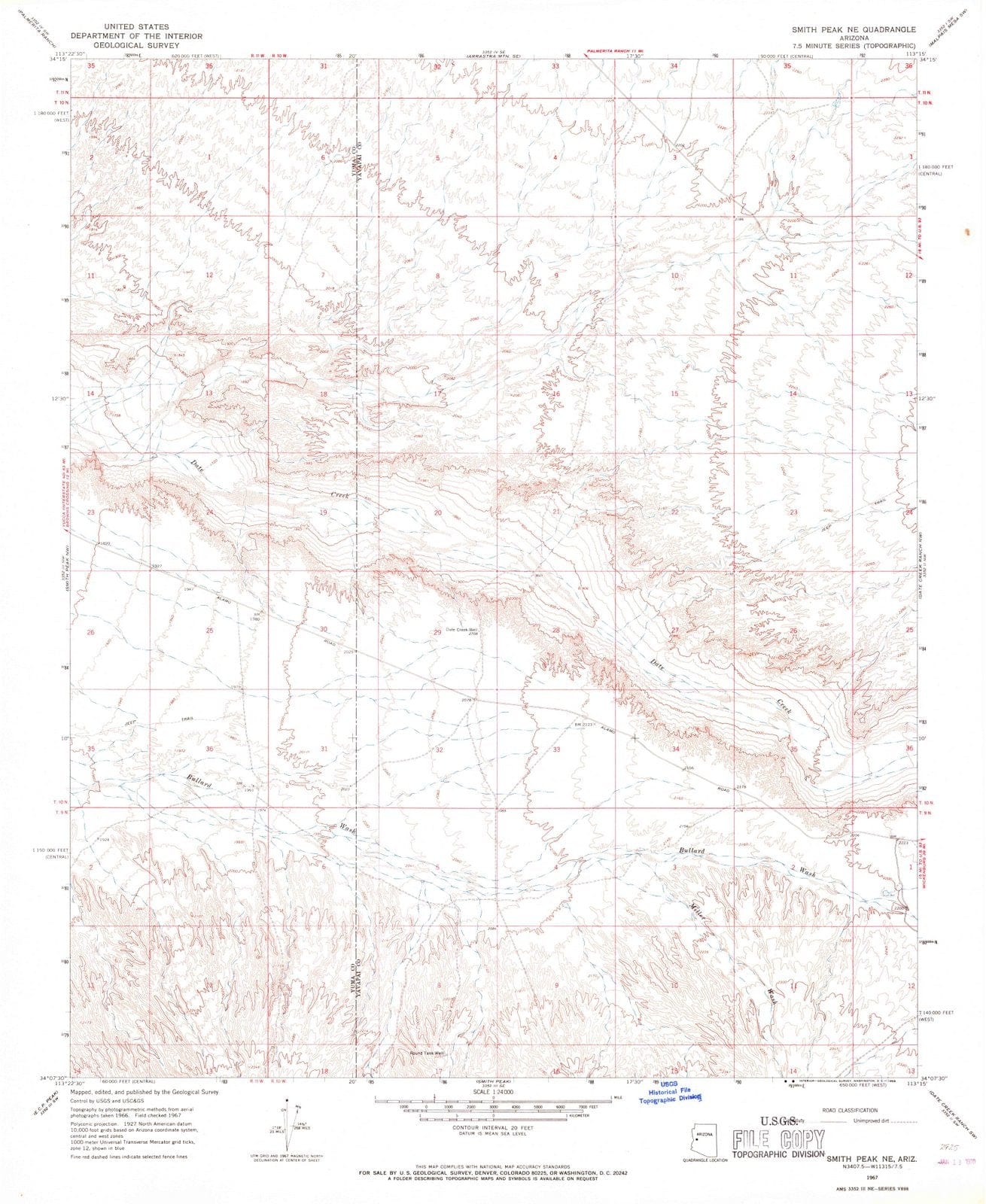 1967 Smith Peak, AZ - Arizona - USGS Topographic Map
