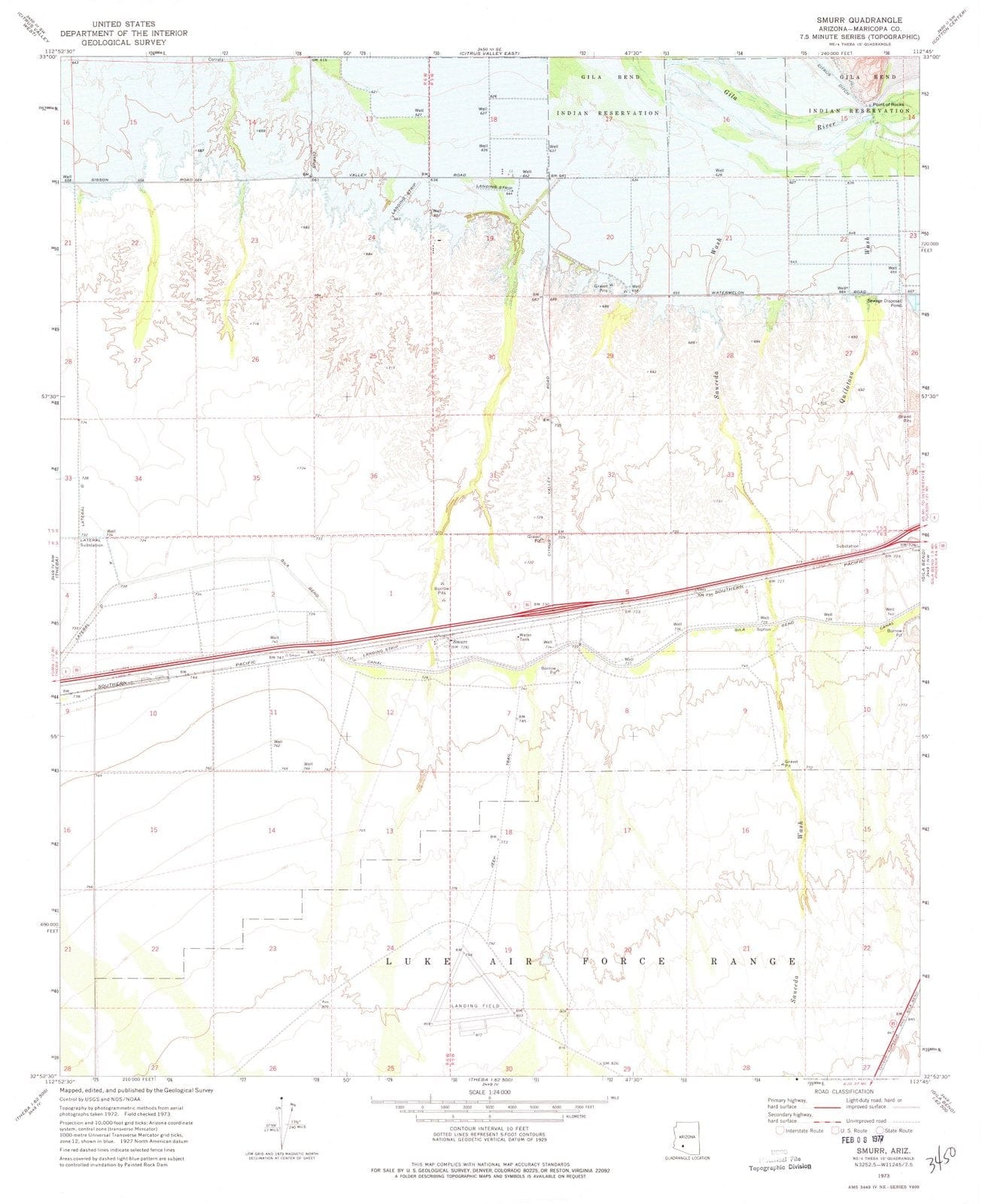 1973 Smurr, AZ - Arizona - USGS Topographic Map