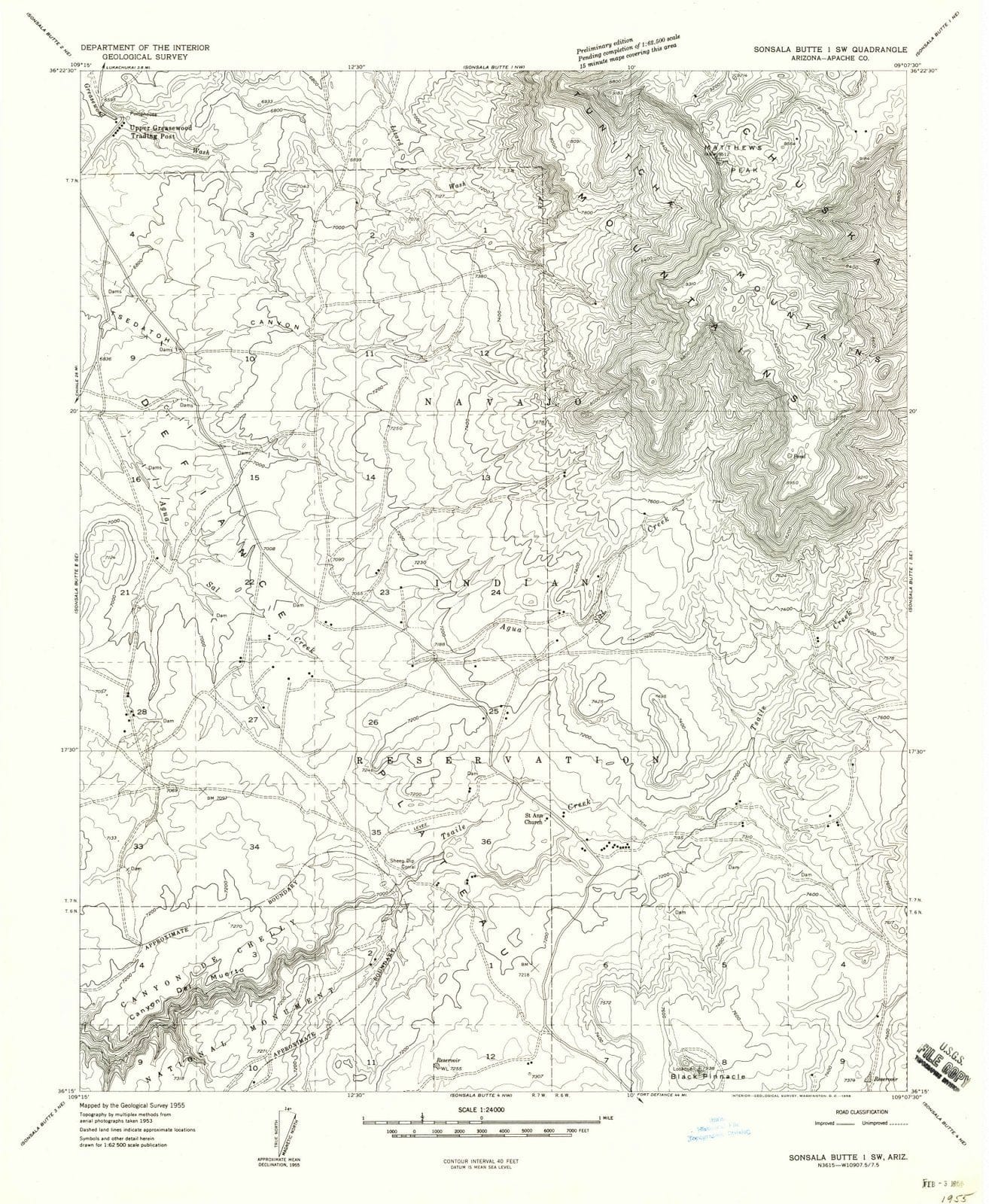 1955 Sonsala Butte 1, AZ - Arizona - USGS Topographic Map v4