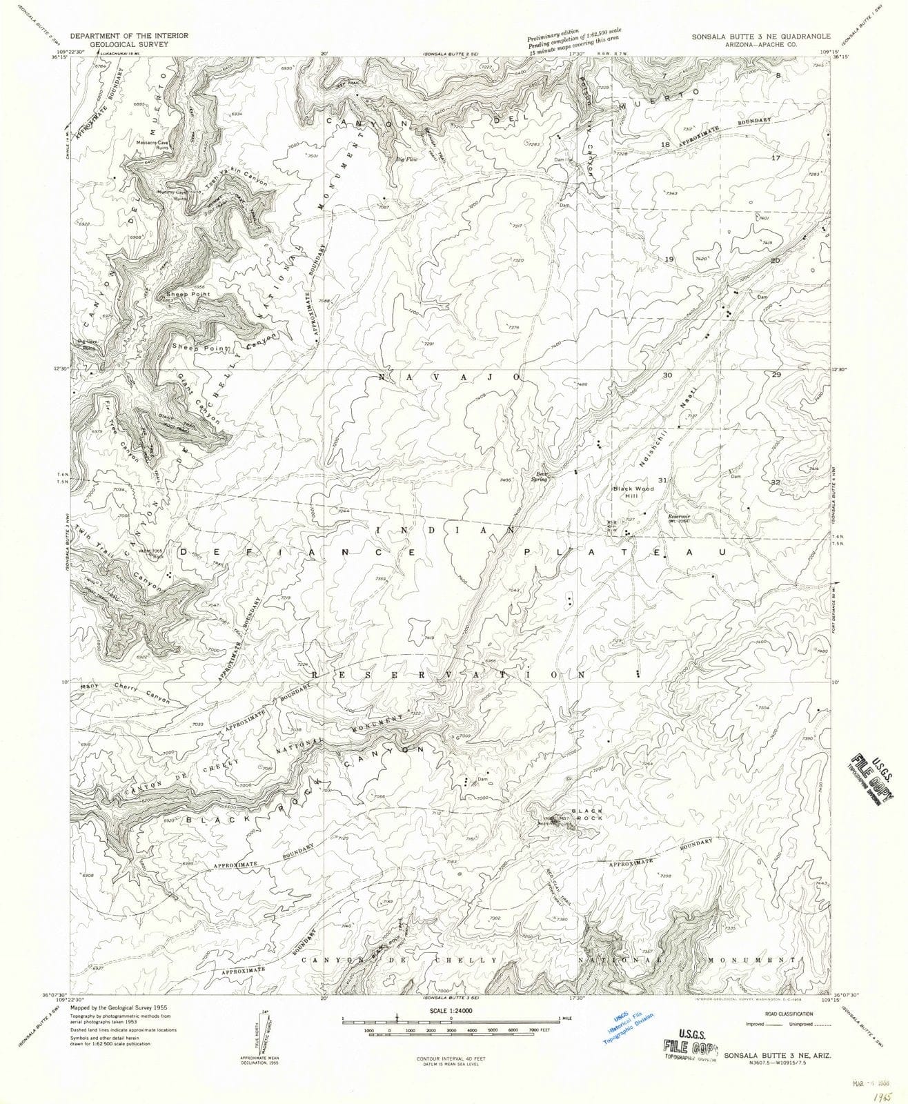 1955 Sonsala Butte 3, AZ - Arizona - USGS Topographic Map