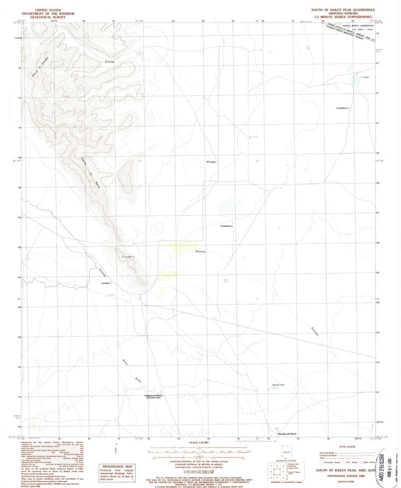 1988 South of Bailey Peak, AZ - Arizona - USGS Topographic Map
