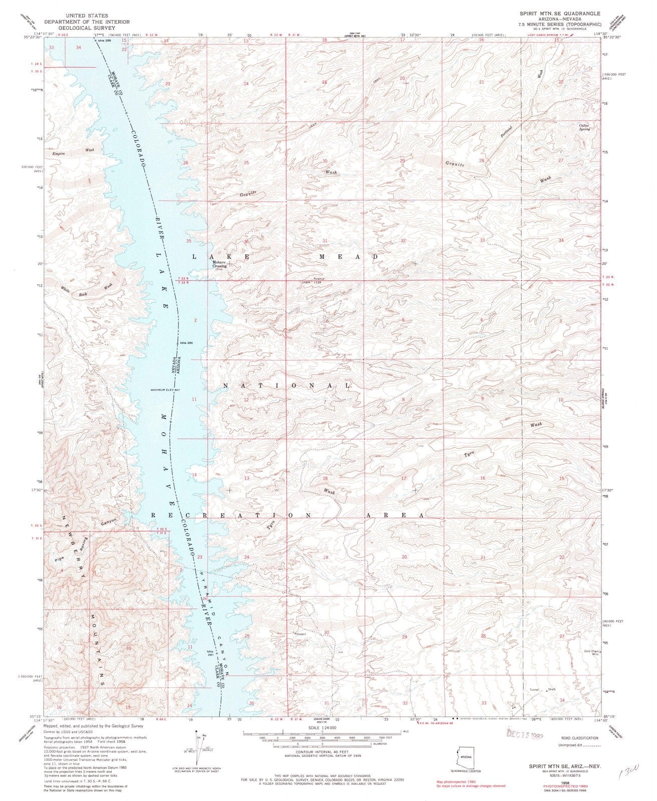 1958 Spirit MTN, AZ - Arizona - USGS Topographic Map