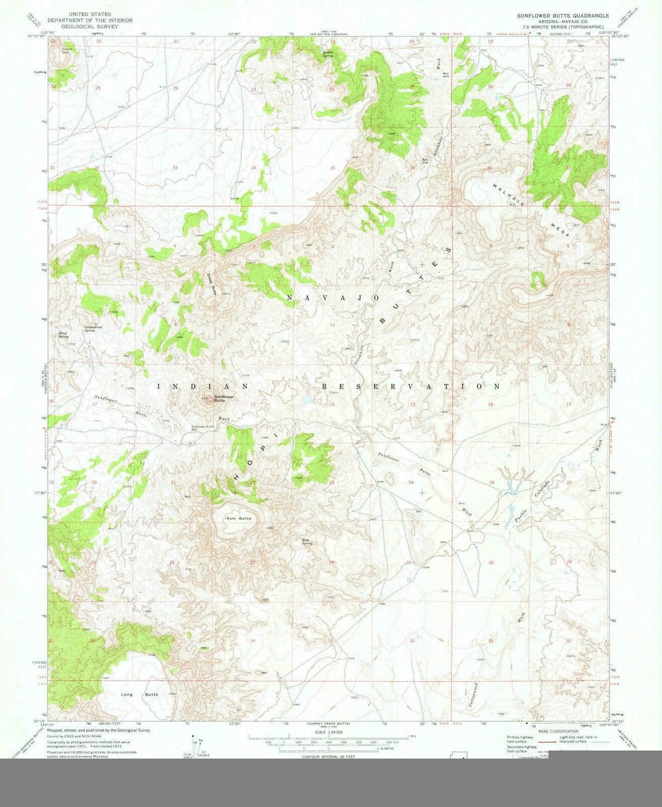 1973 Sunflower Butte, AZ - Arizona - USGS Topographic Map