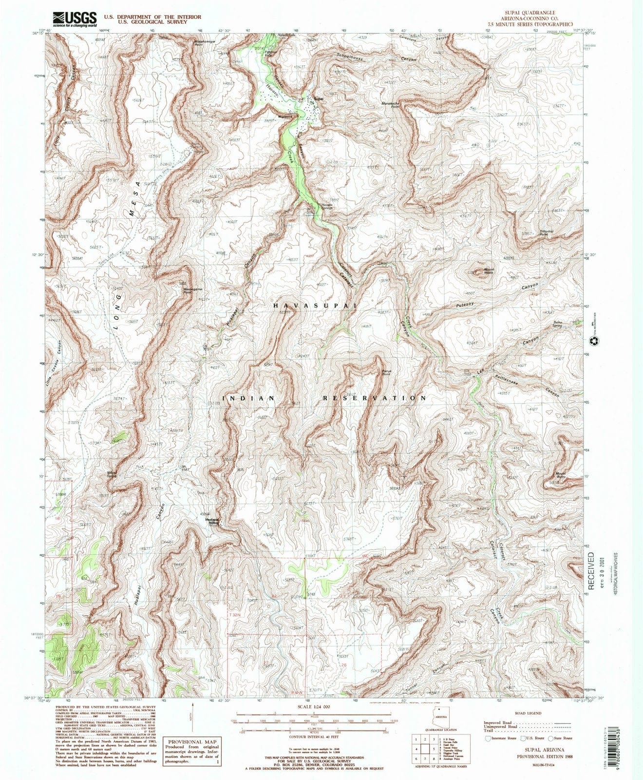 1988 Supai, AZ - Arizona - USGS Topographic Map