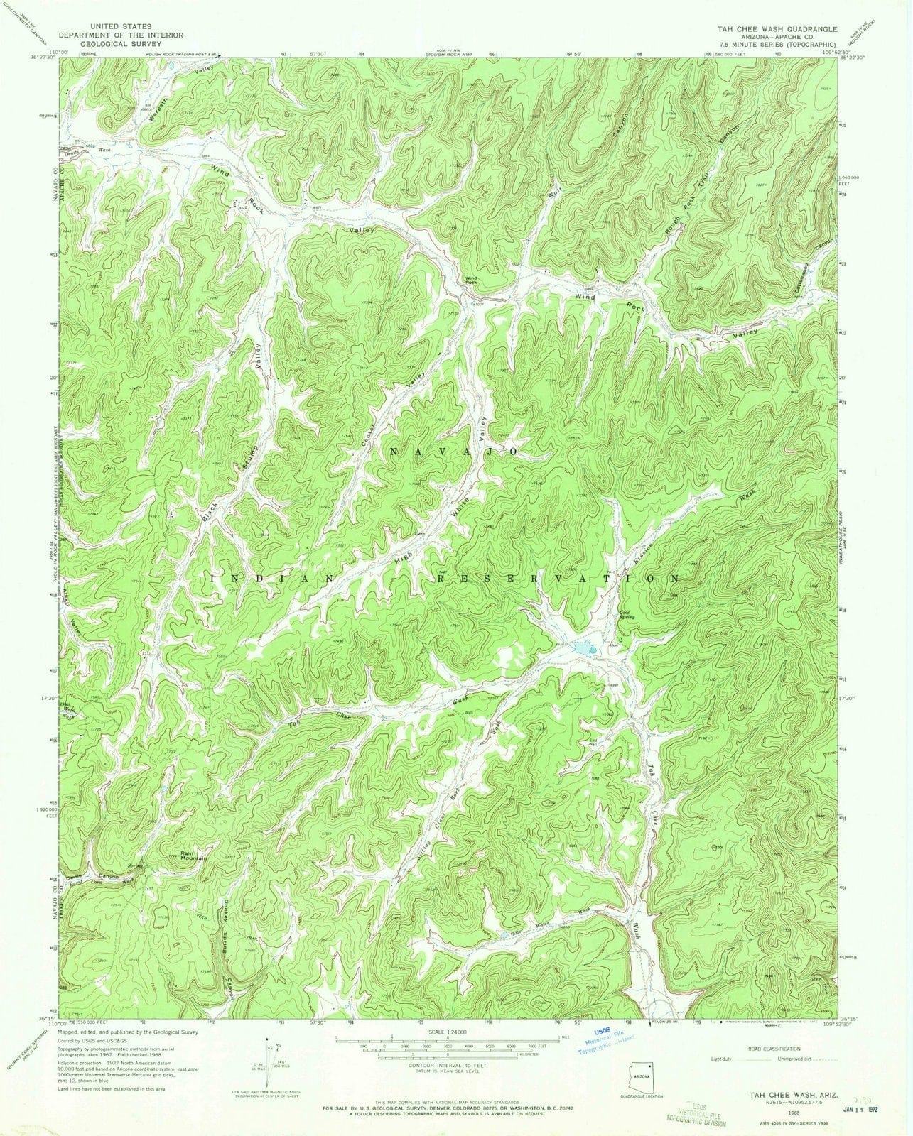 1968 Tah Chee Wash, AZ - Arizona - USGS Topographic Map