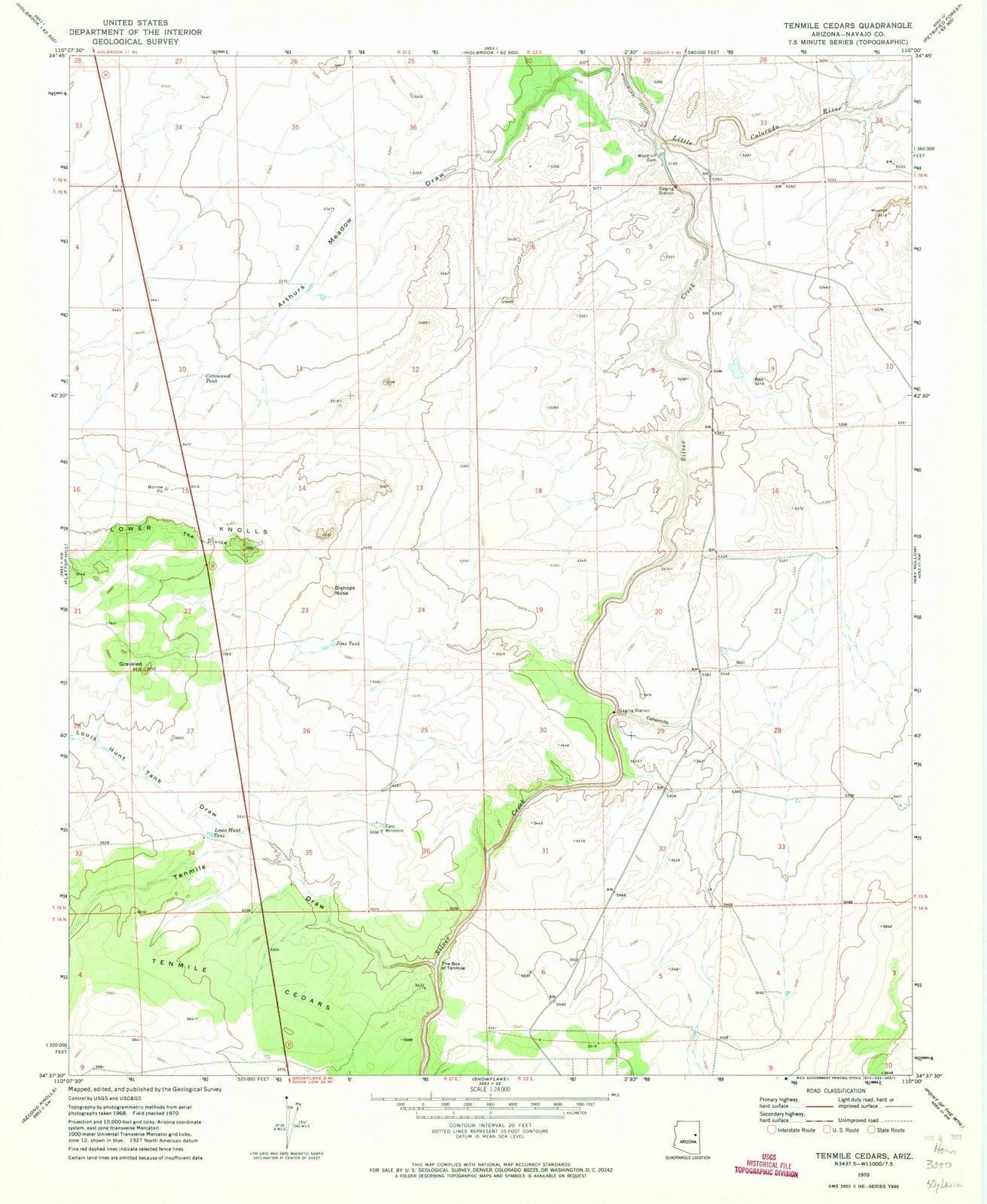 1970 Tenmile Cedars, AZ - Arizona - USGS Topographic Map