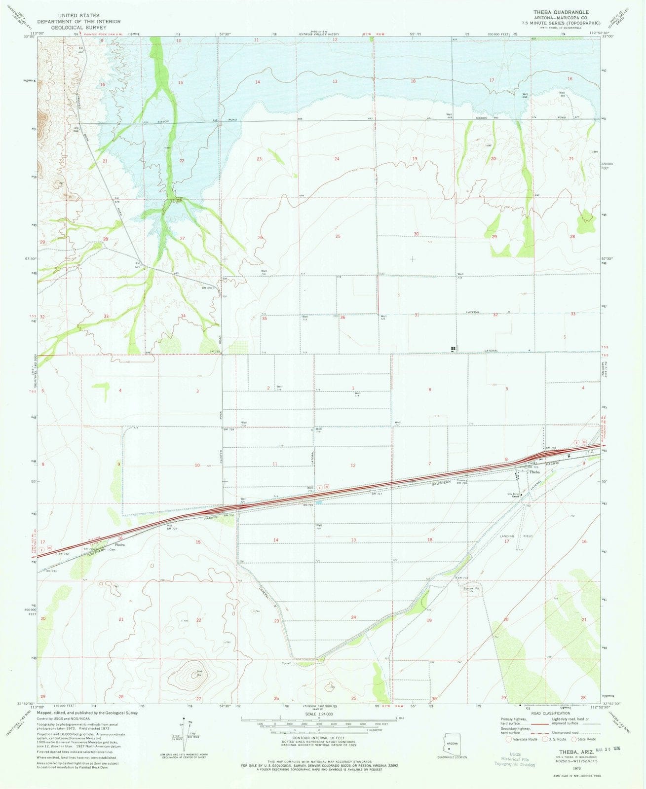 1973 Theba, AZ - Arizona - USGS Topographic Map