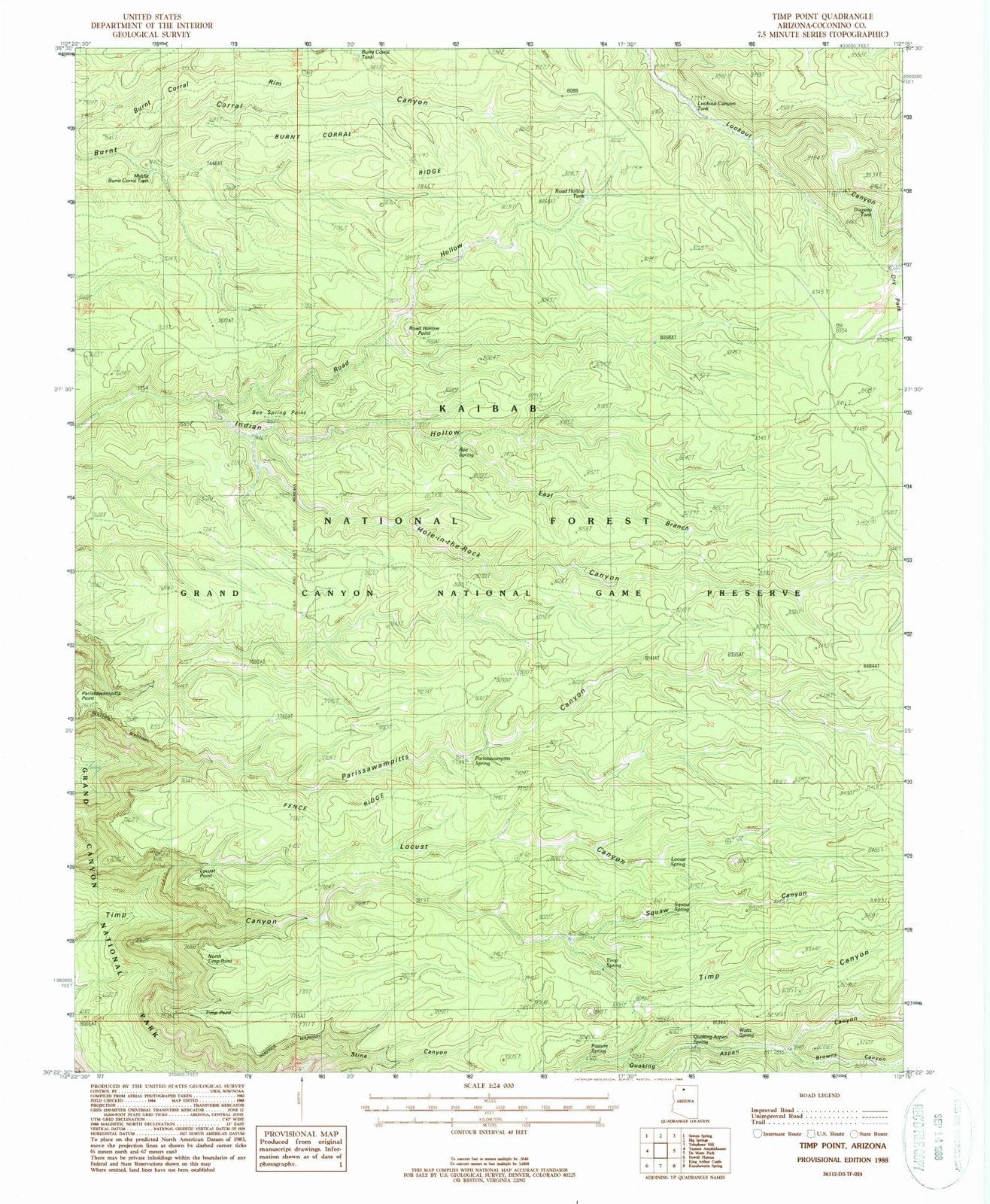 1988 TIMP Point, AZ - Arizona - USGS Topographic Map