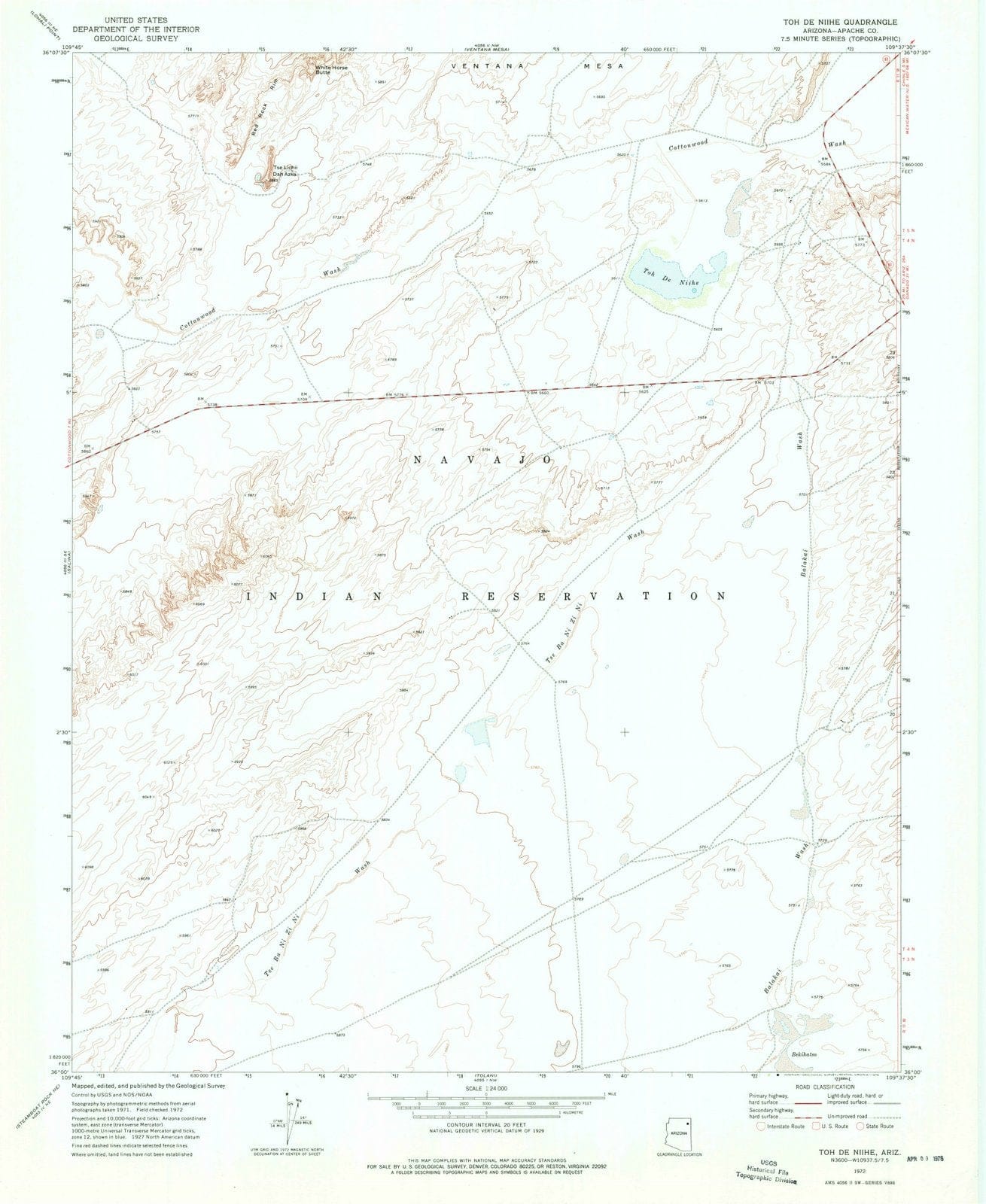 1972 Tohe Niihe, AZ - Arizona - USGS Topographic Map