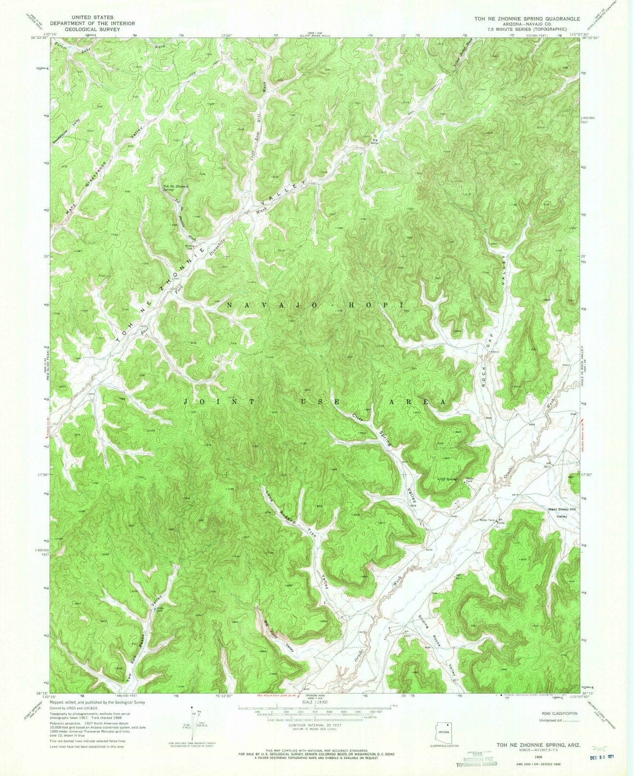 1968 Toh Zhonnie Spring, AZ - Arizona - USGS Topographic Map