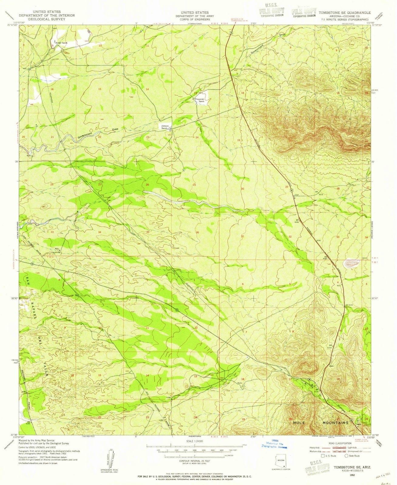 1952 Tombstone, AZ - Arizona - USGS Topographic Map v2