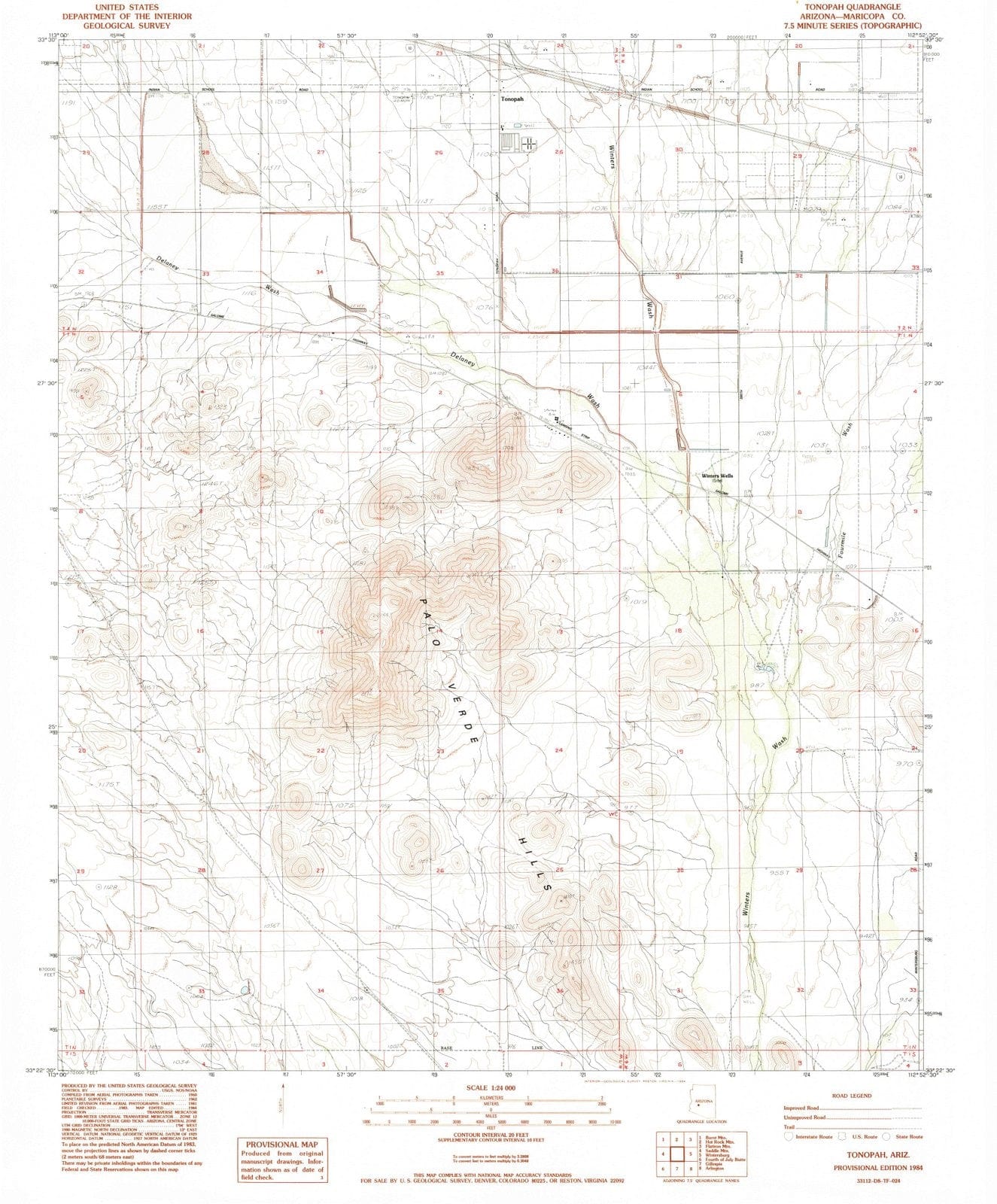 1984 Tonopah, AZ - Arizona - USGS Topographic Map