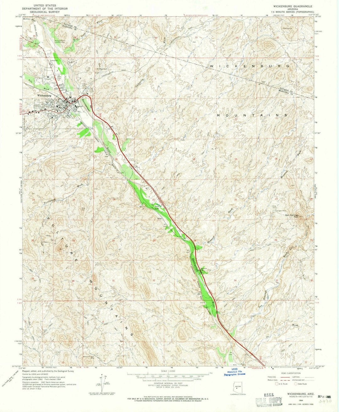 1964 Wickenburg, AZ - Arizona - USGS Topographic Map