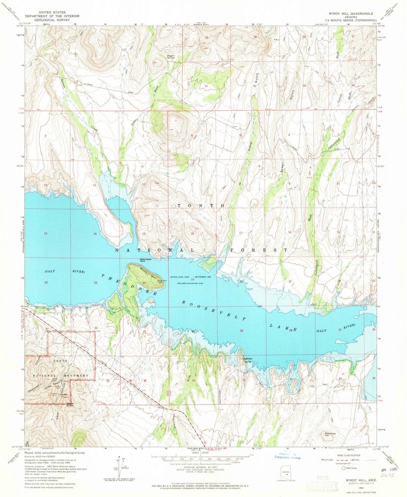 1964 Windy Hill, AZ - Arizona - USGS Topographic Map