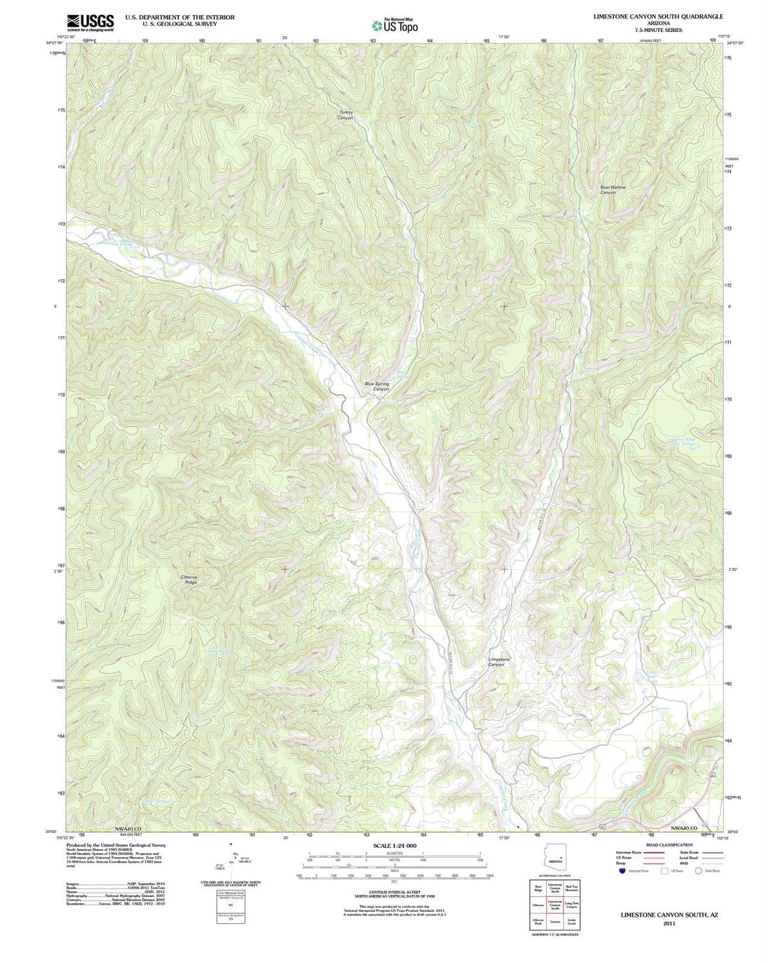 2011 Limestone Canyon South, AZ - Arizona - USGS Topographic Map