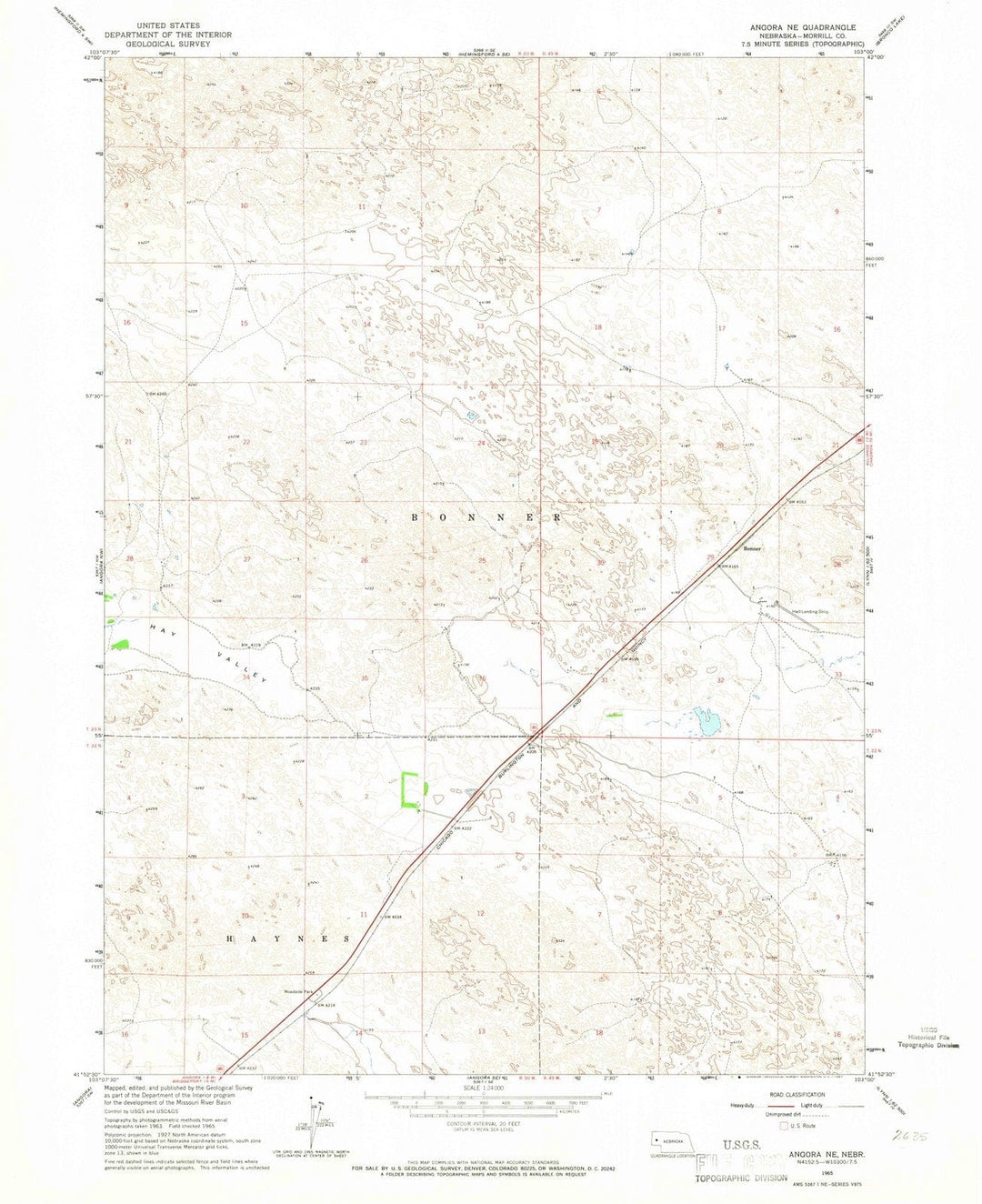 1965 Angora, NE - Nebraska - USGS Topographic Map