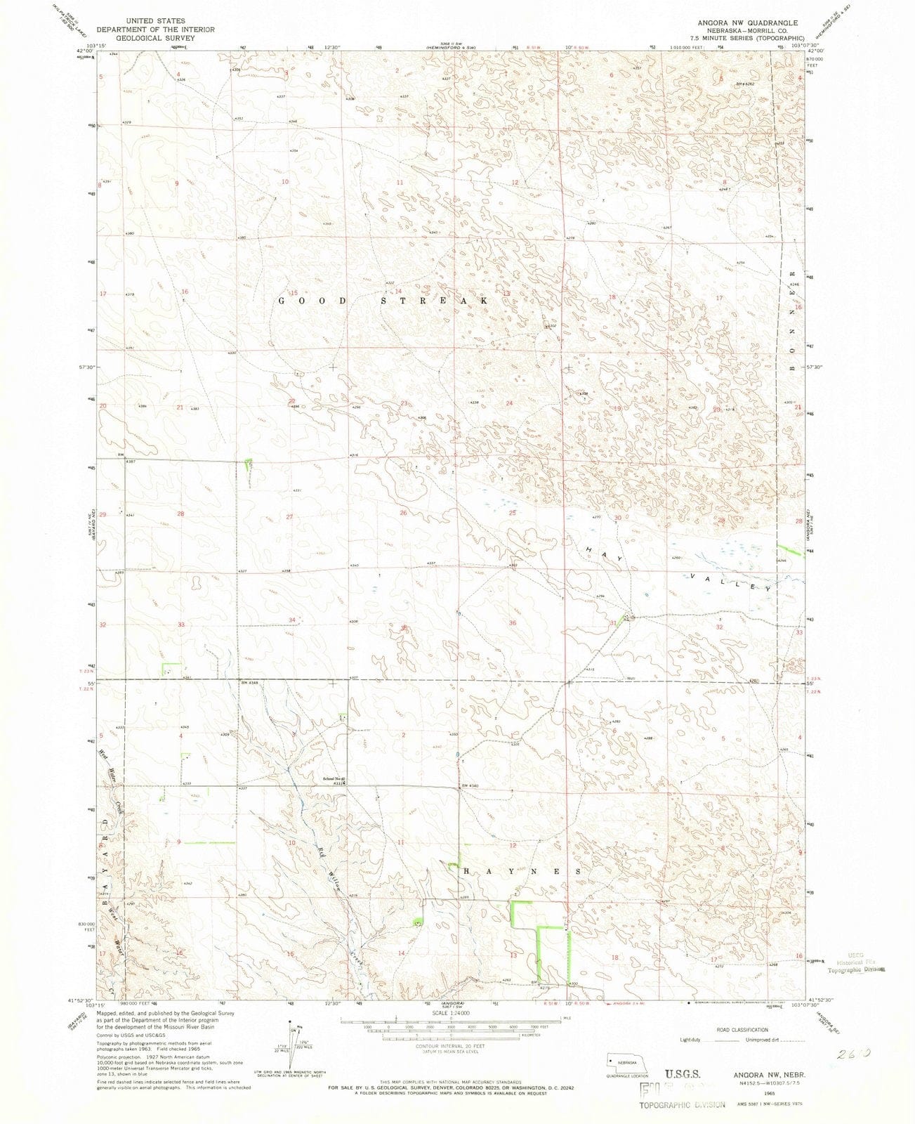 1965 Angora, NE - Nebraska - USGS Topographic Map v2
