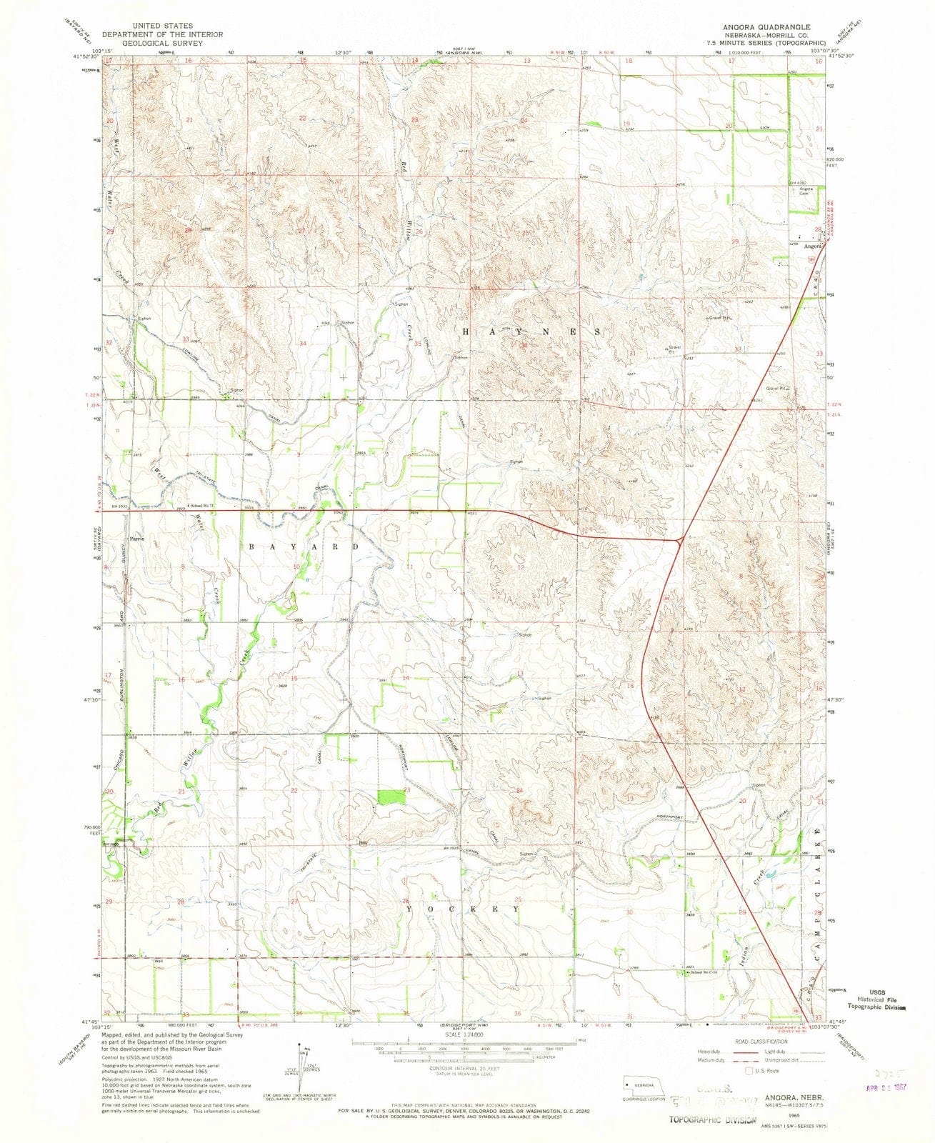 1965 Angora, NE - Nebraska - USGS Topographic Map v4