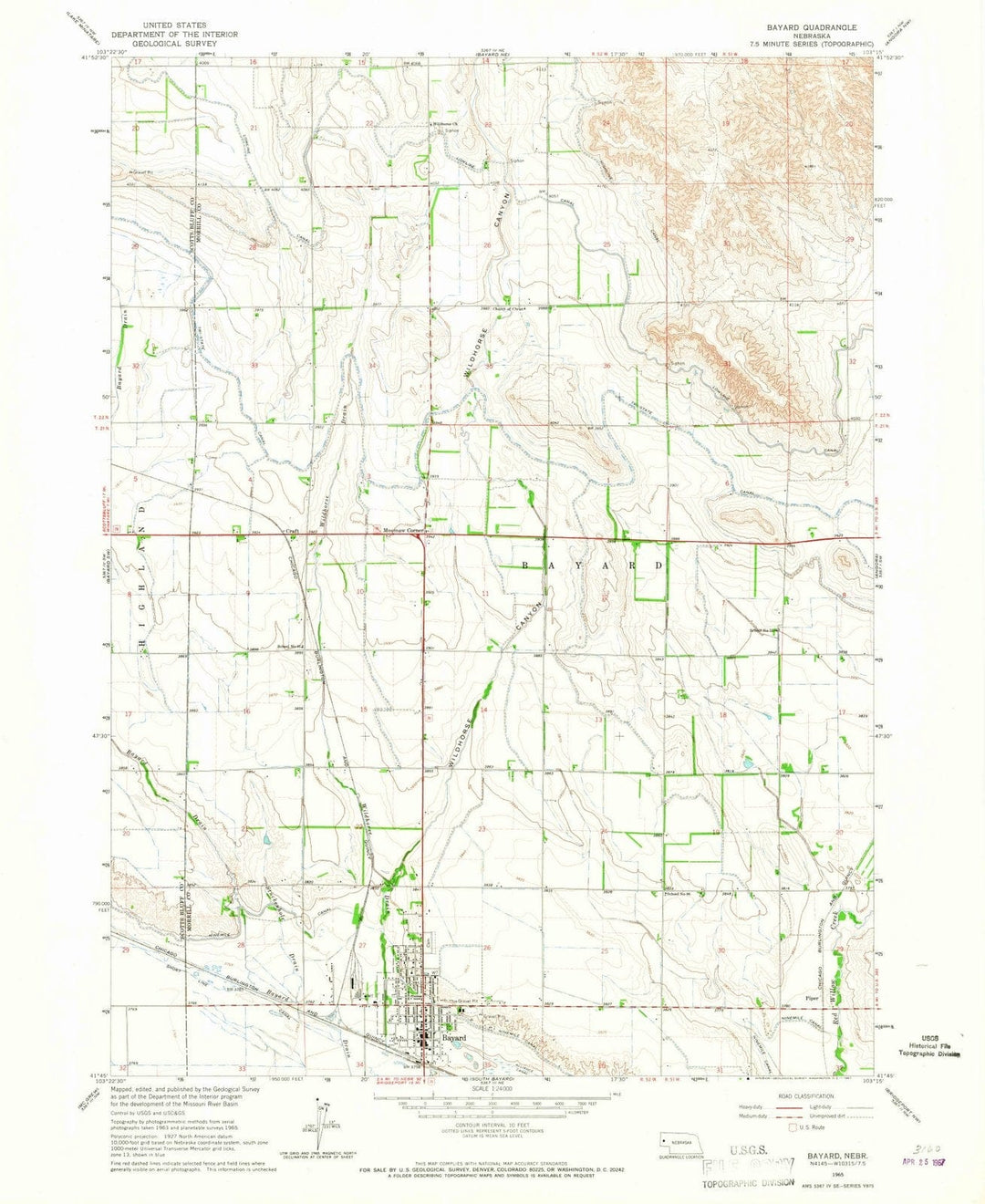 1965 Bayard, NE - Nebraska - USGS Topographic Map v3