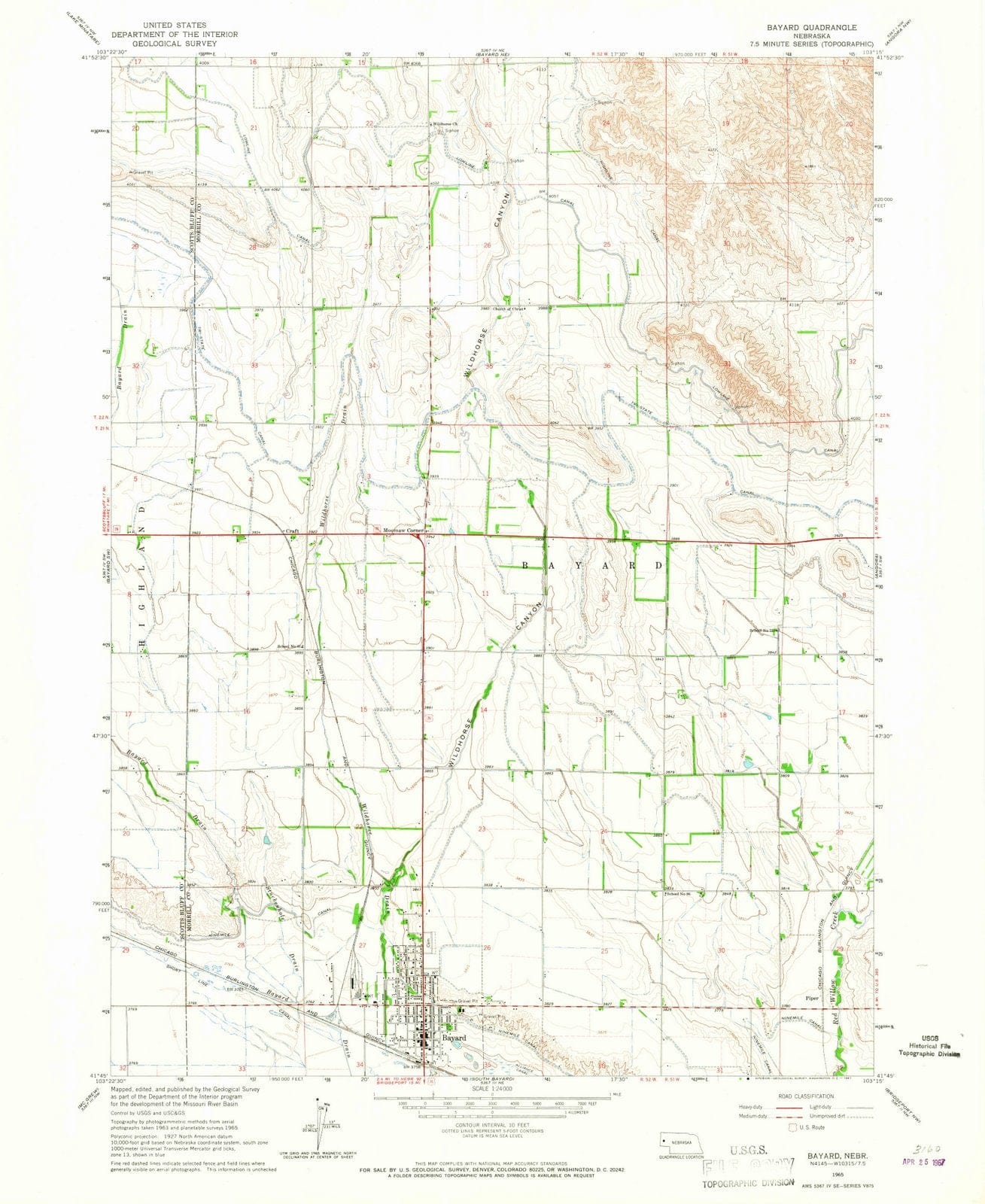 1965 Bayard, NE - Nebraska - USGS Topographic Map v3