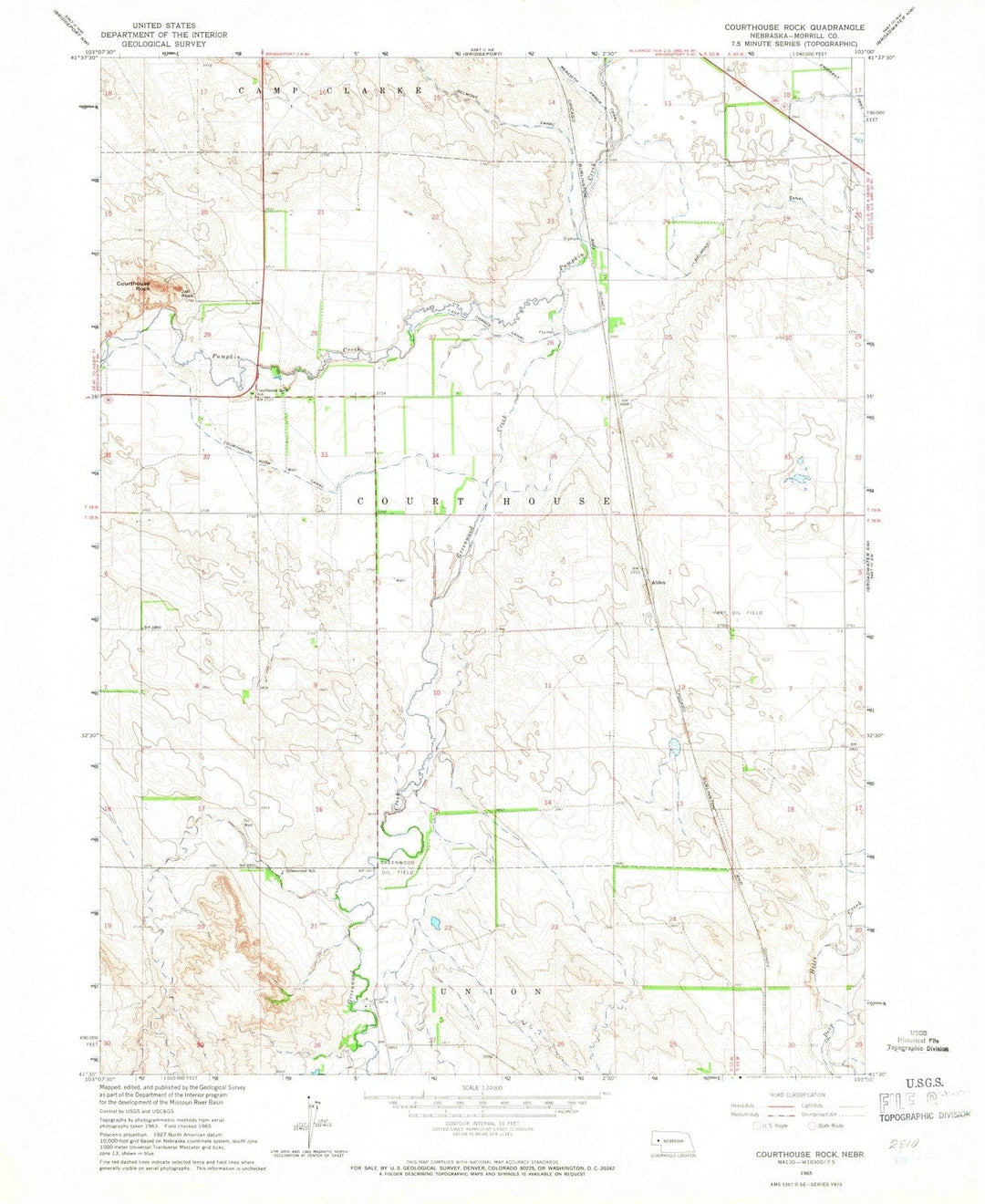 1965 Courthouse Rock, NE - Nebraska - USGS Topographic Map